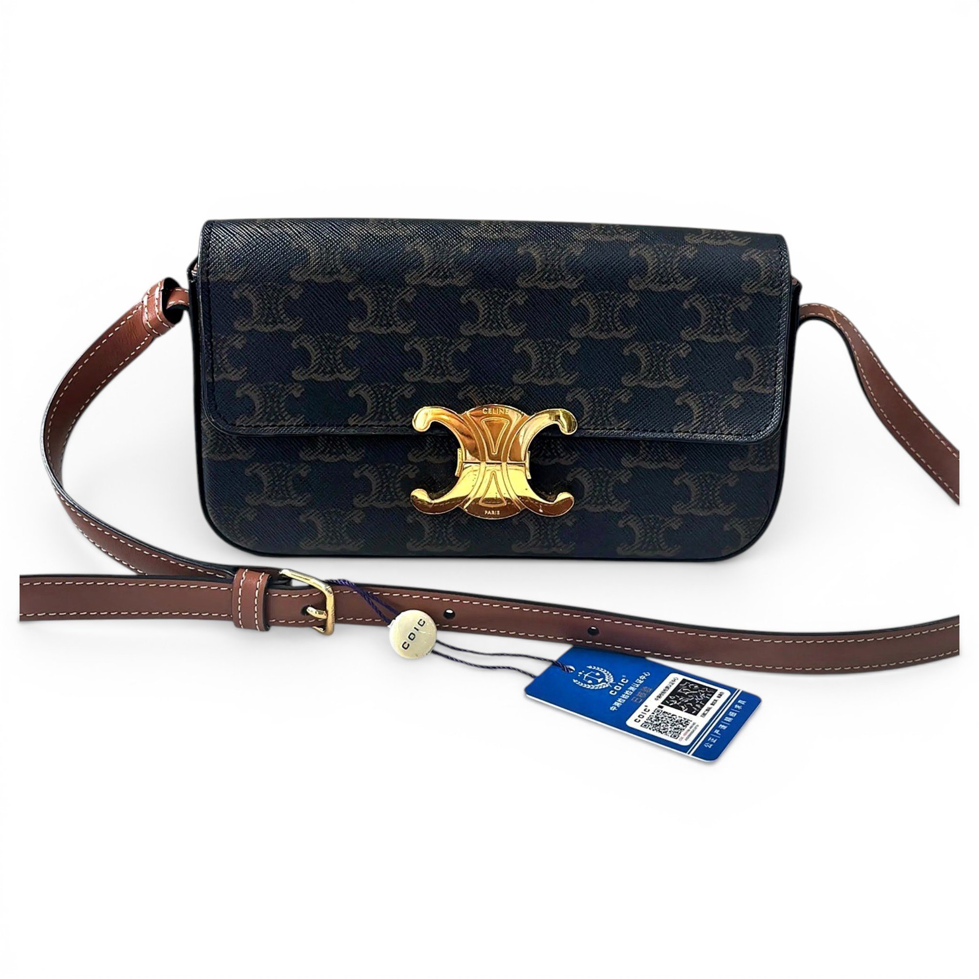 Triomphe vinyl crossbody bag