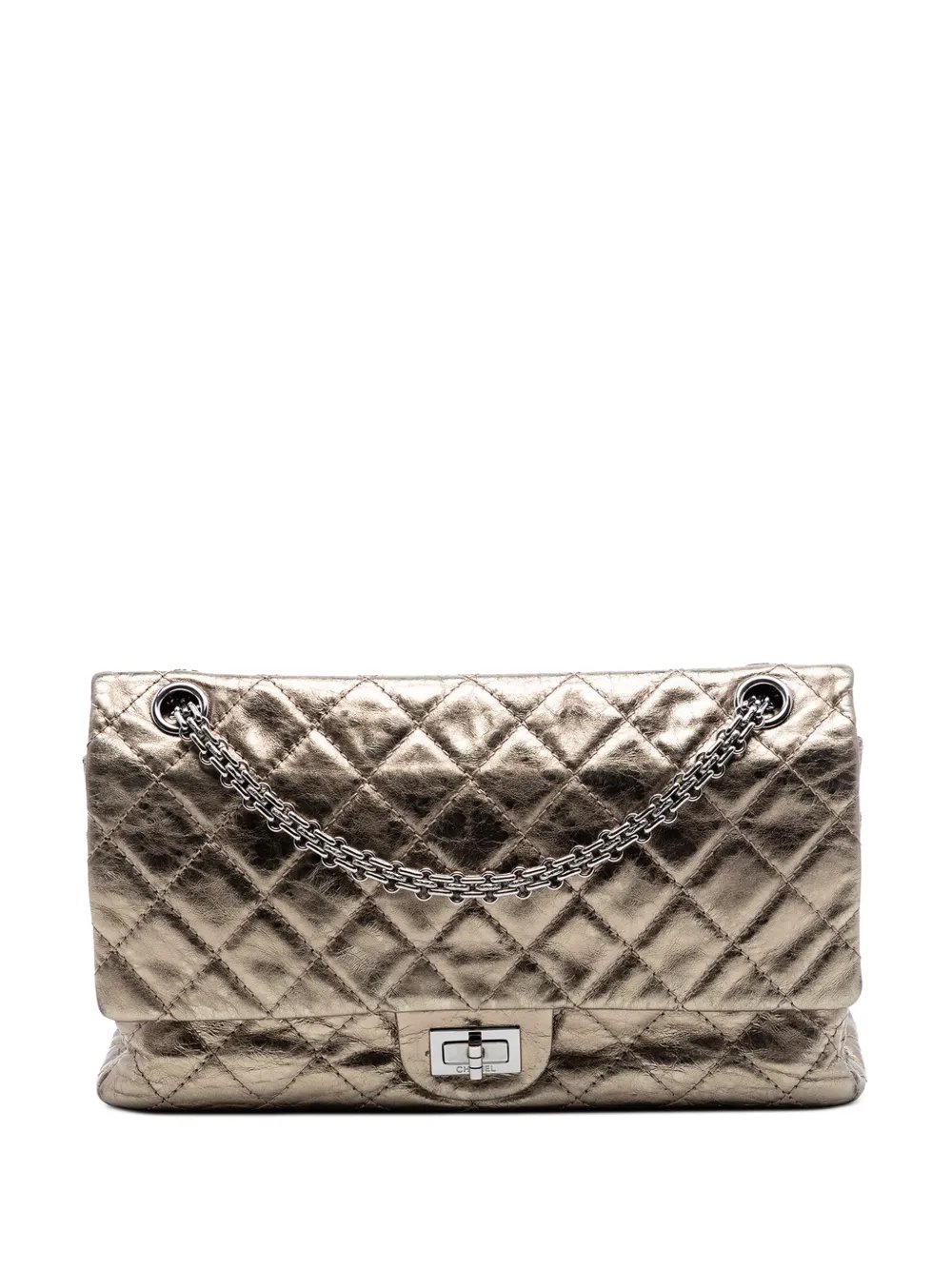 2006-2008 Quilted Metallic Aged Calfskin Reissue 2.55 Double Flap 226 shoulder bag