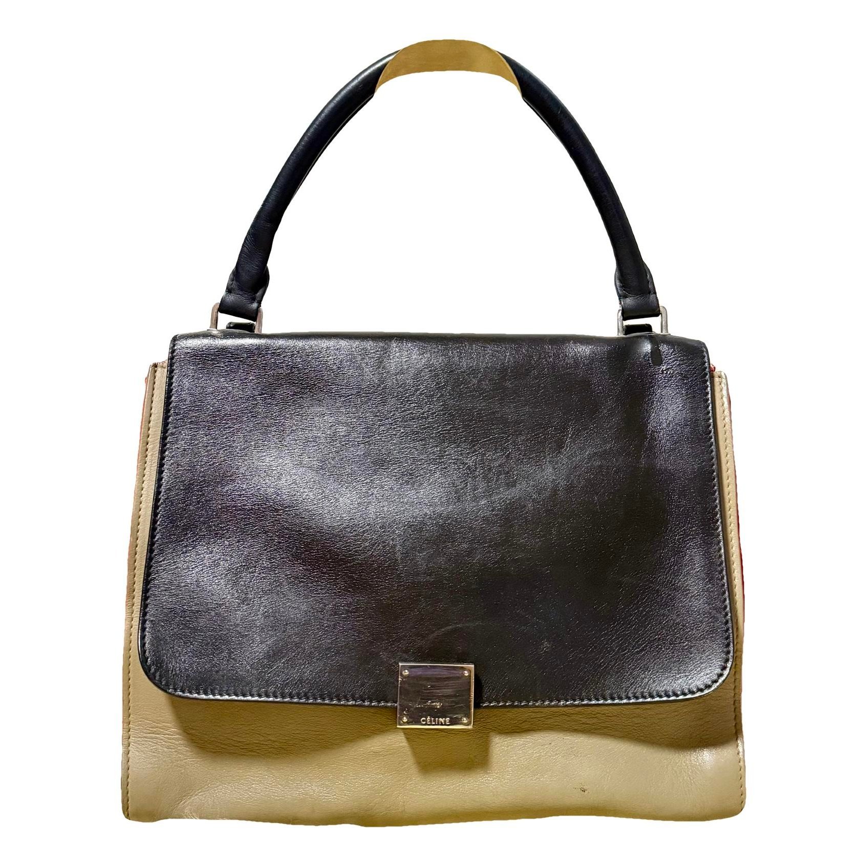 Trapèze leather handbag