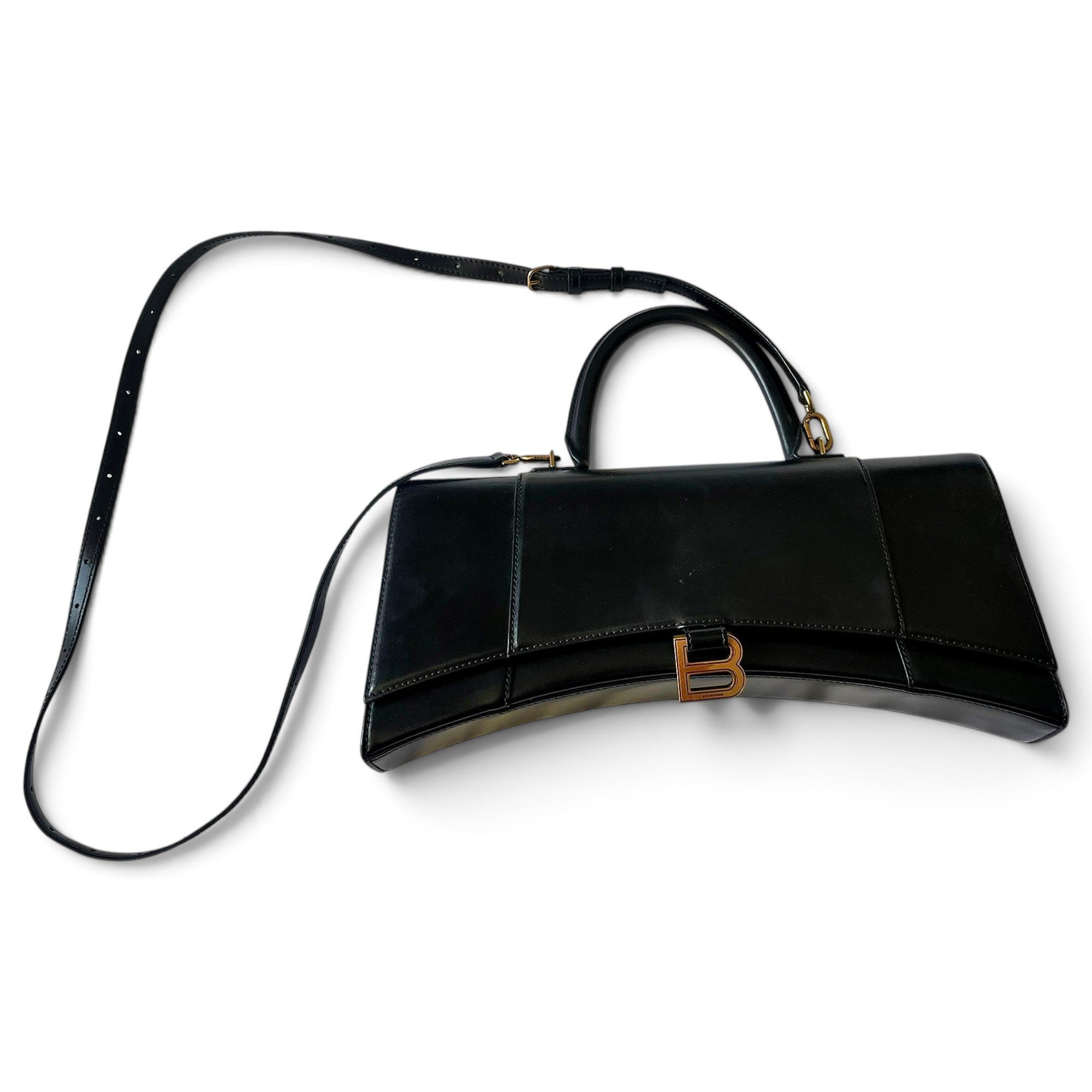 Hourglass leather handbag