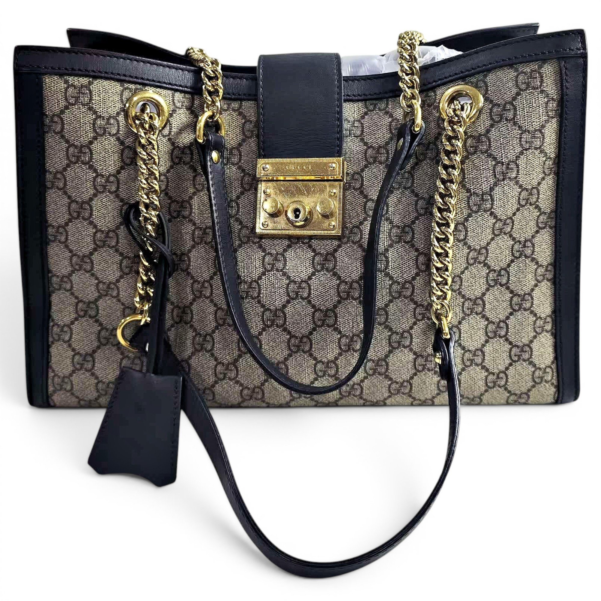 Padlock leather handbag