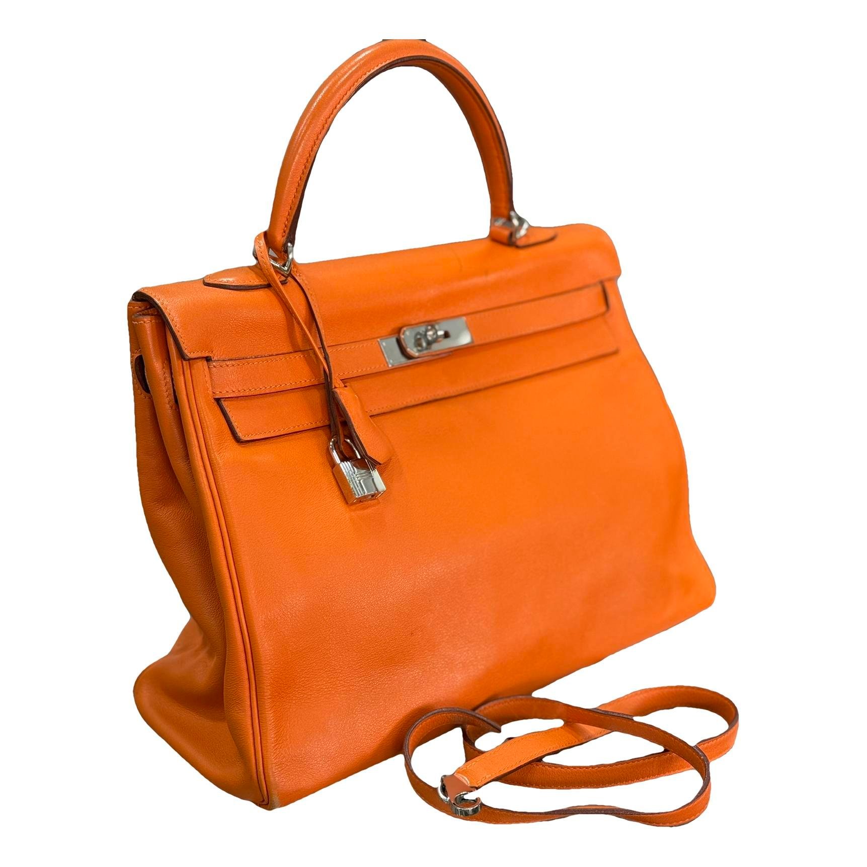 Hermes Kelly 35 Handbag Orange Swift Leather 2007