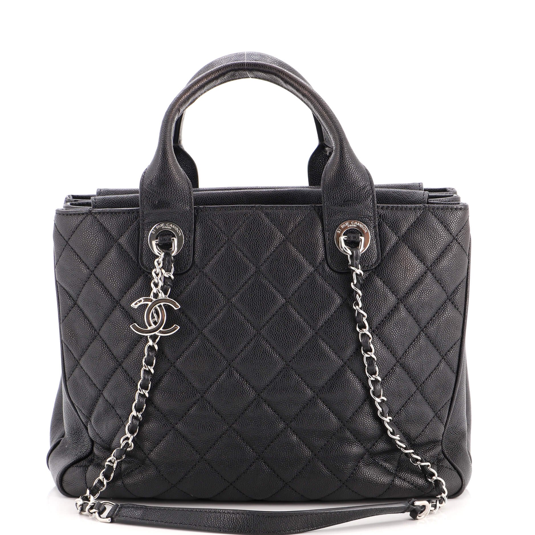 Urban Companion Top Handle Shopping Tote Quilted Caviar Medium
