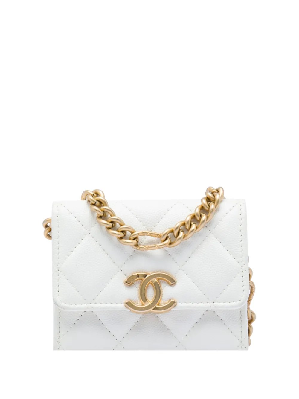 2021 Quilted Caviar Card Holder on Chain crossbody bag