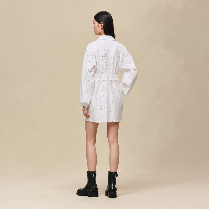 Blanc Embroidered Drawstring Dress