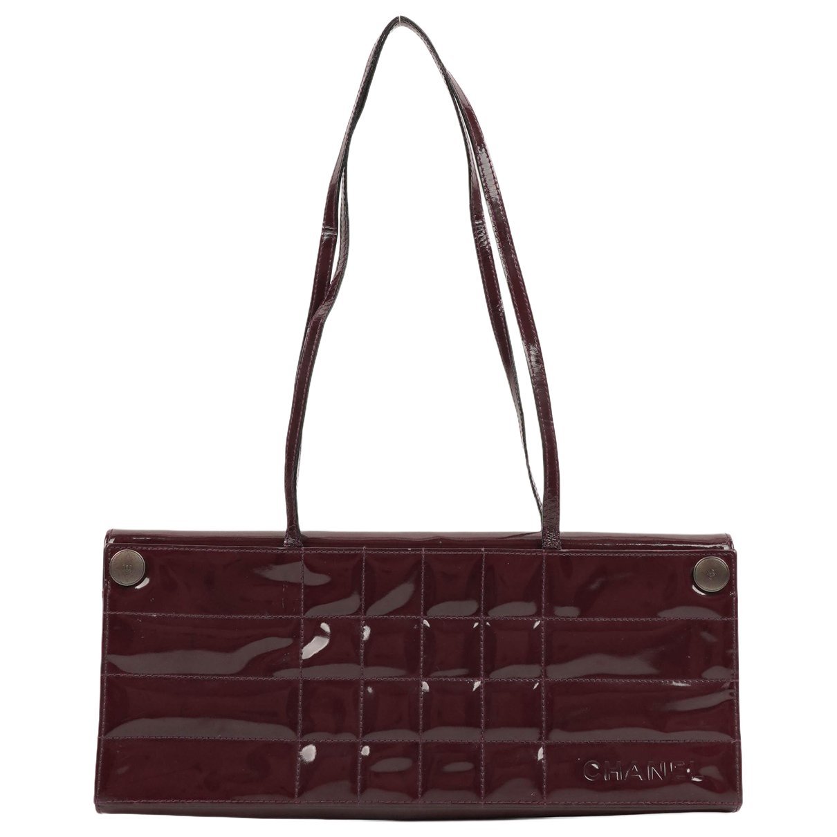 East West Chocolate Bar patent leather handbag