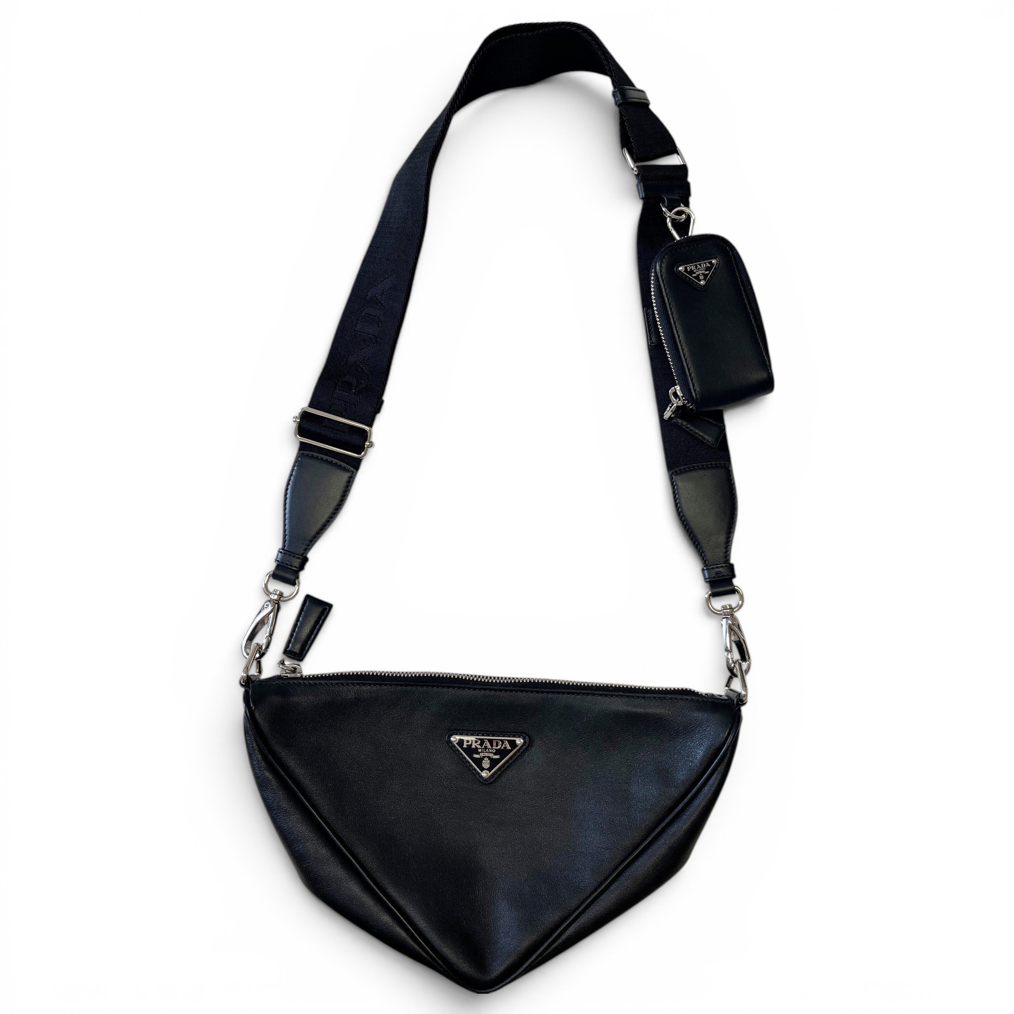 Triangle leather crossbody bag