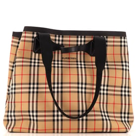 Burberry Austen Tote Bag Vintage Check Canvas Large