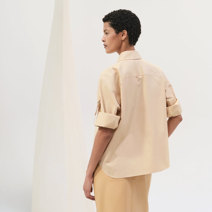 Beige Pyrite Asymmetric Shirt