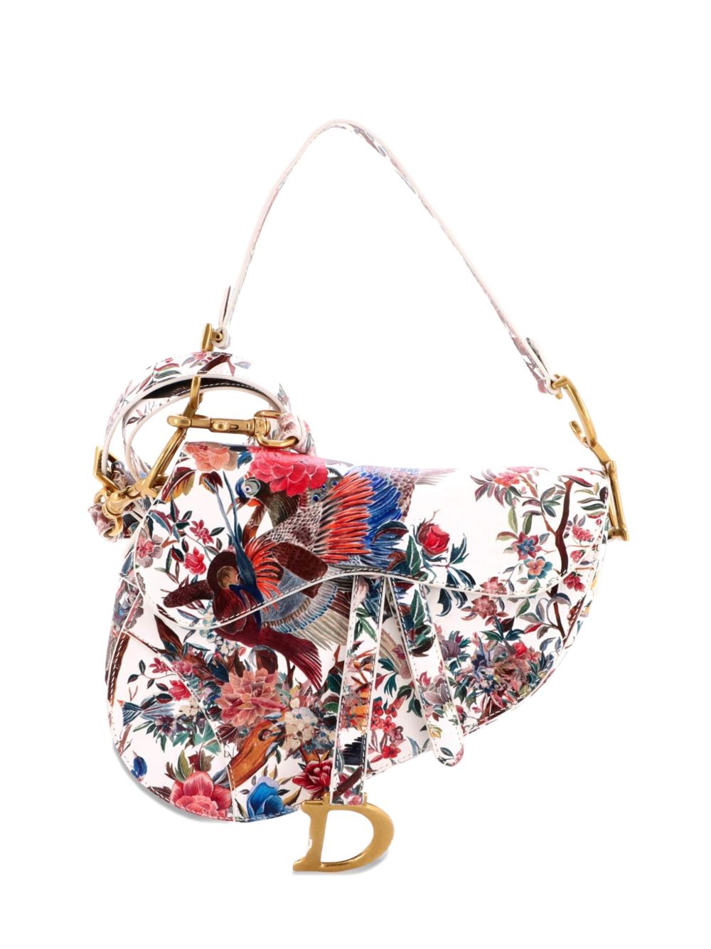 Saddle Handbag with Strap Printed Leather Medium shoulder bag
