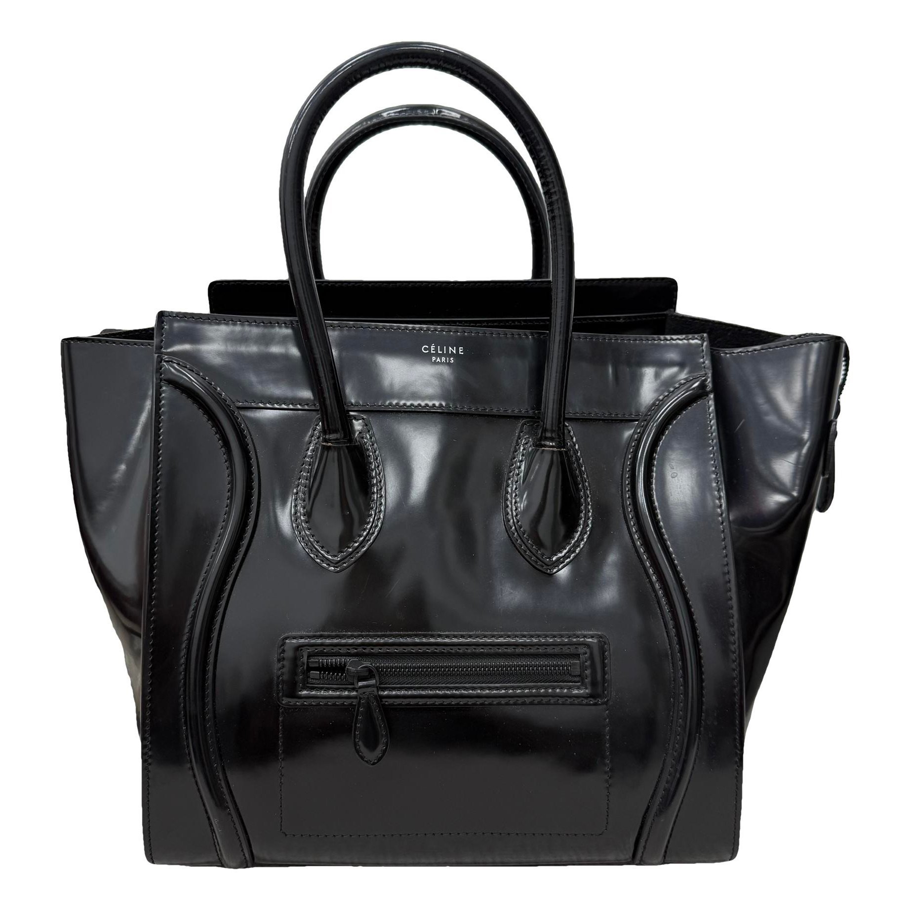 Luggage patent leather handbag