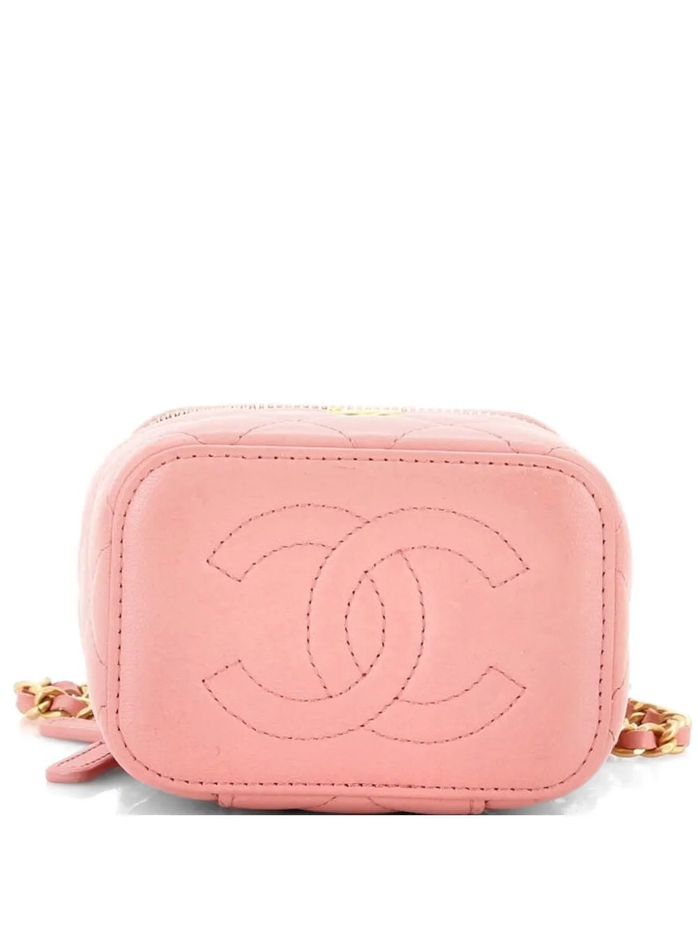 Pearl Crush Vanity Case with Chain Quilted Lambskin Mini clutch bag