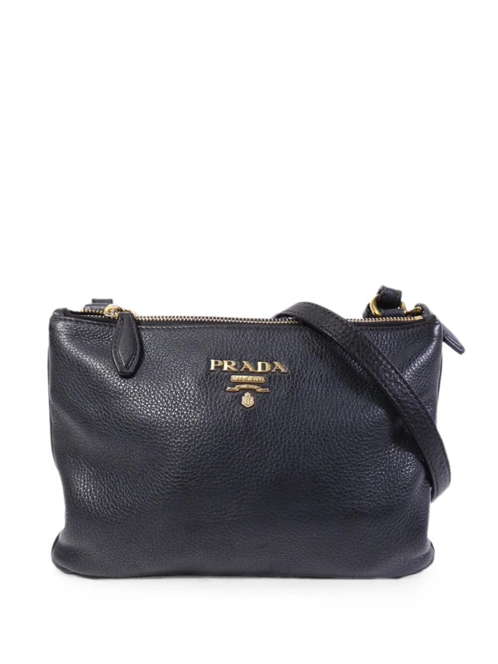 Prada logo-appliqué leather shoulder bag
