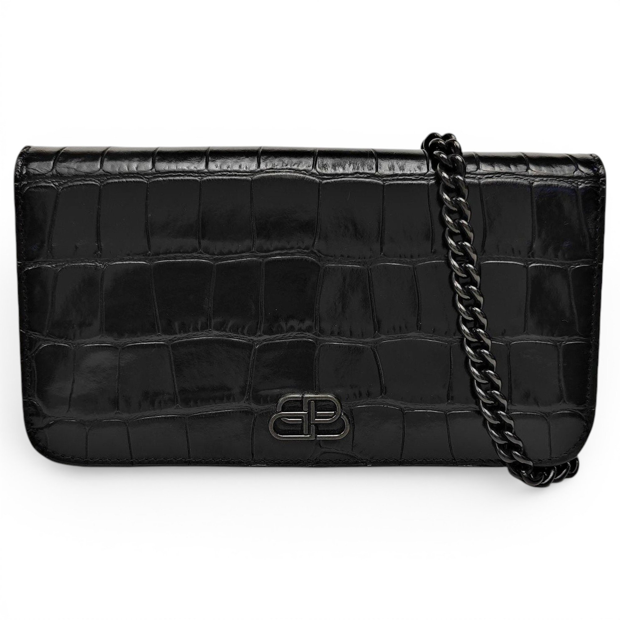 BB chain leather handbag