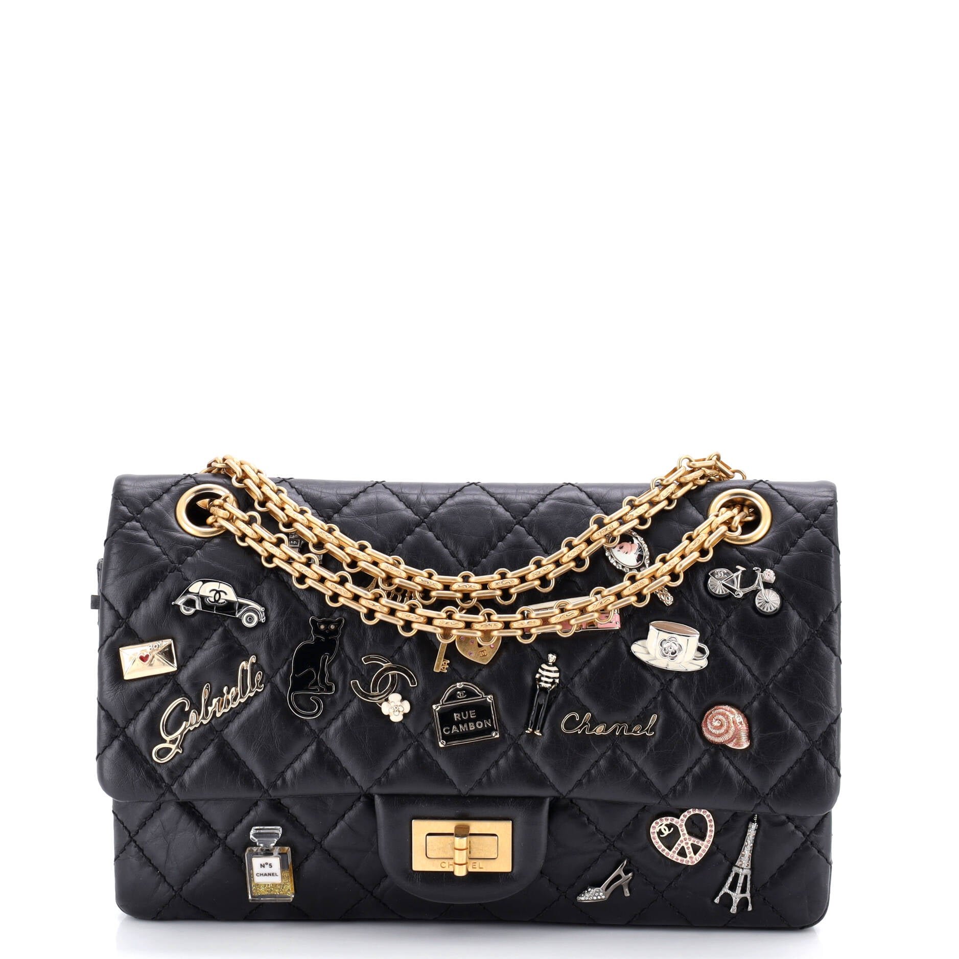 Chanel Lucky Charms Reissue 2.55 Flap Bag Quilted Aged Calfskin 225