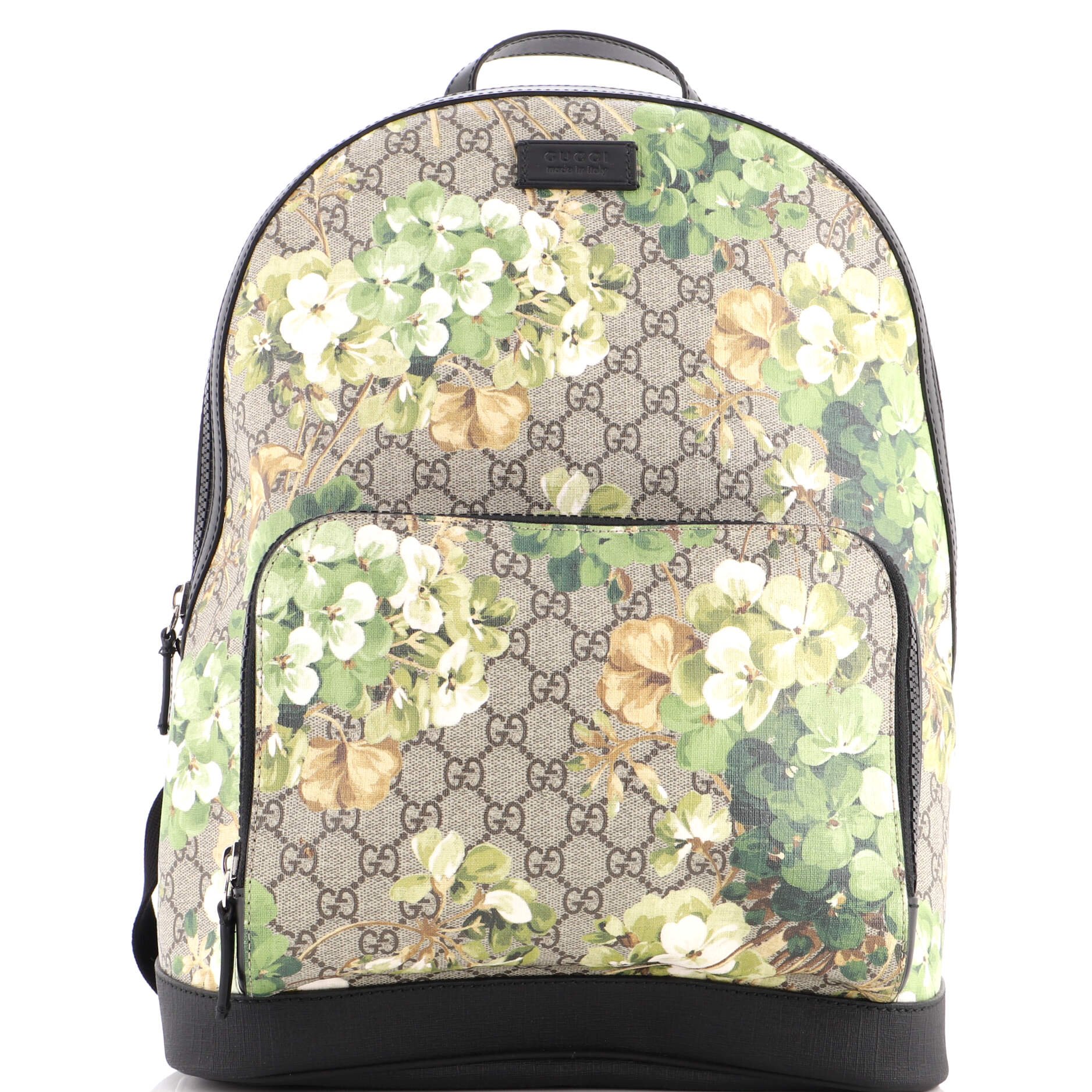 Zip Pocket Backpack Blooms Print GG Coated Canvas Medium