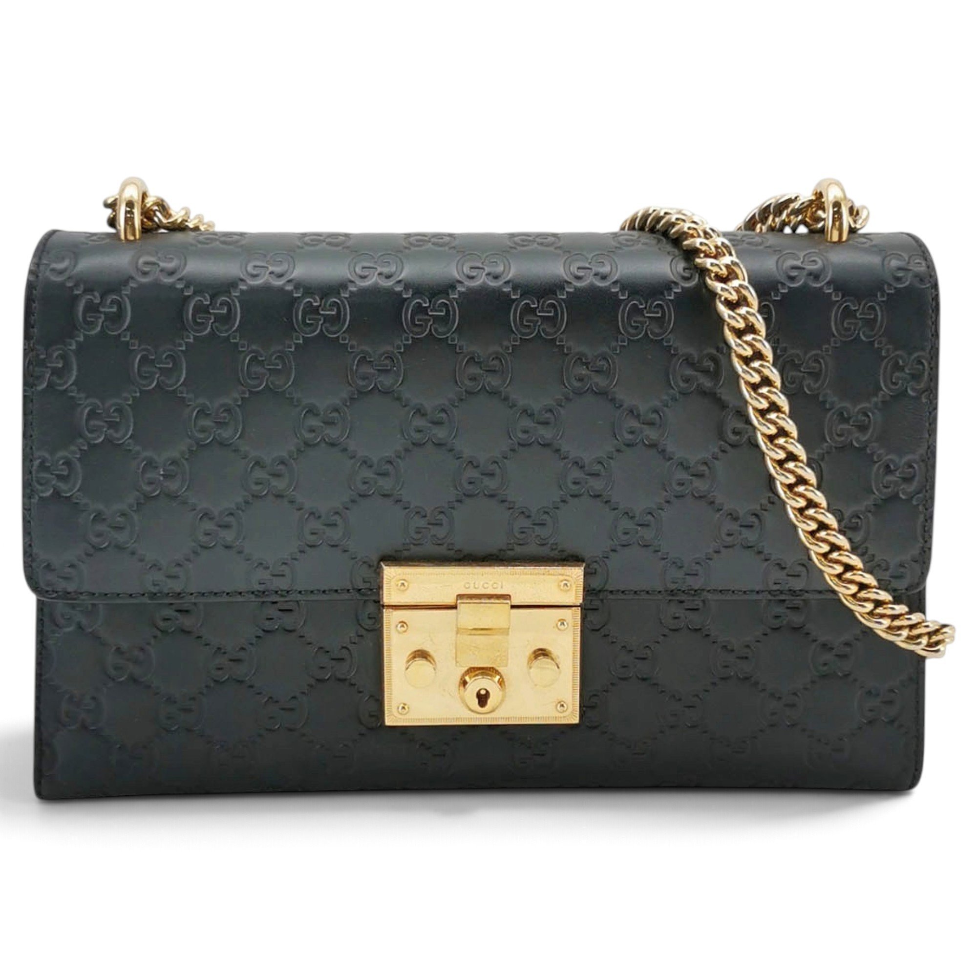 Padlock leather handbag