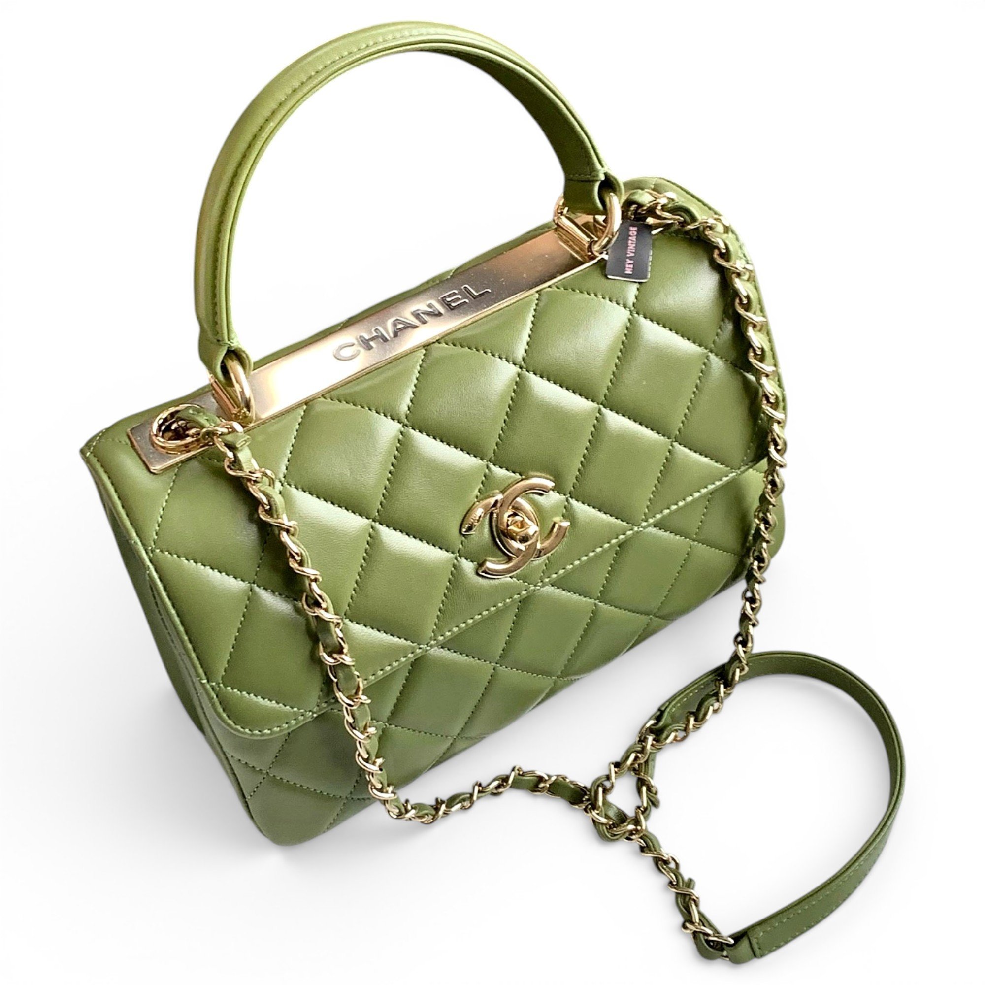 Trendy CC Top Handle leather handbag