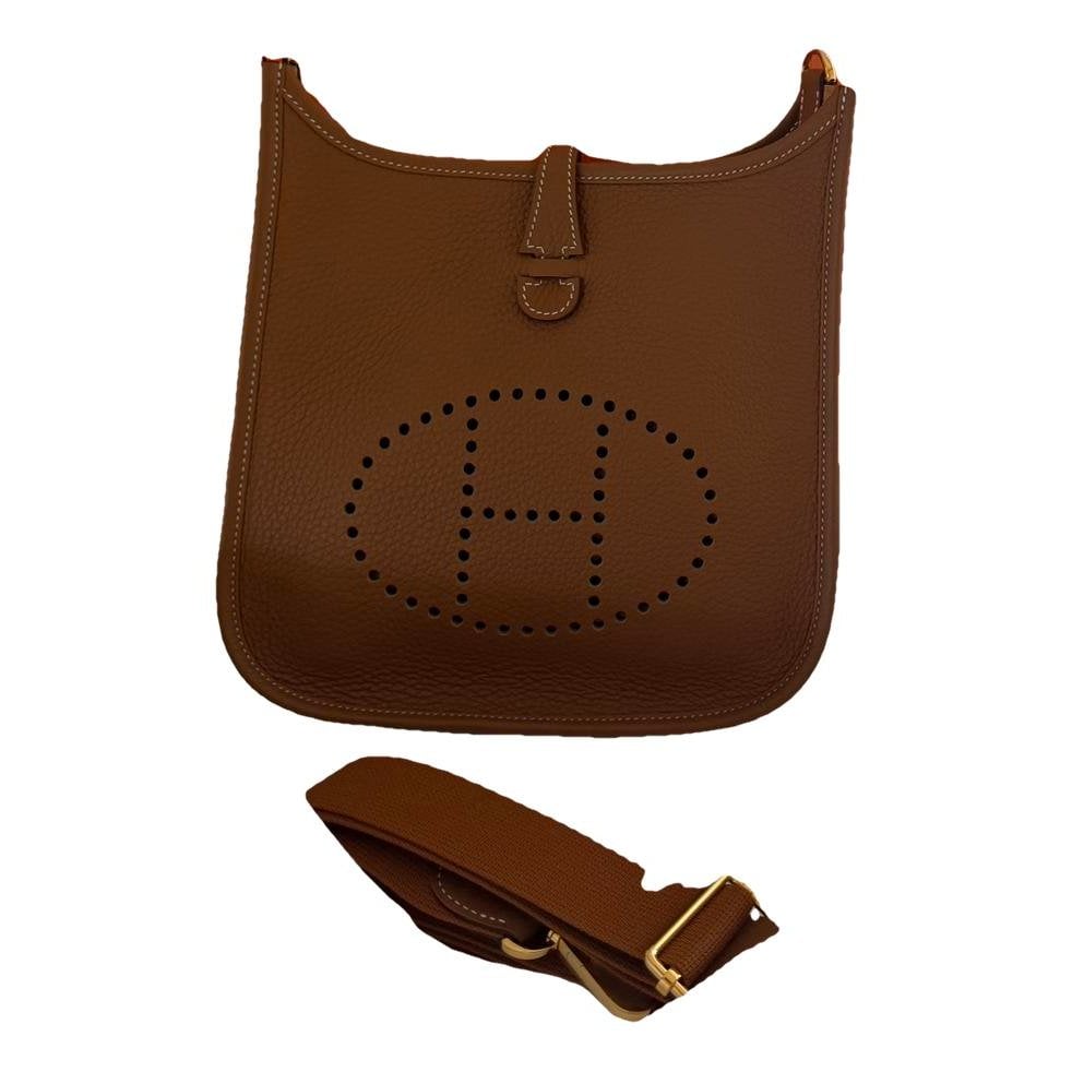 Hermes Evelyne Handbag Gold Clemence Leather 2026