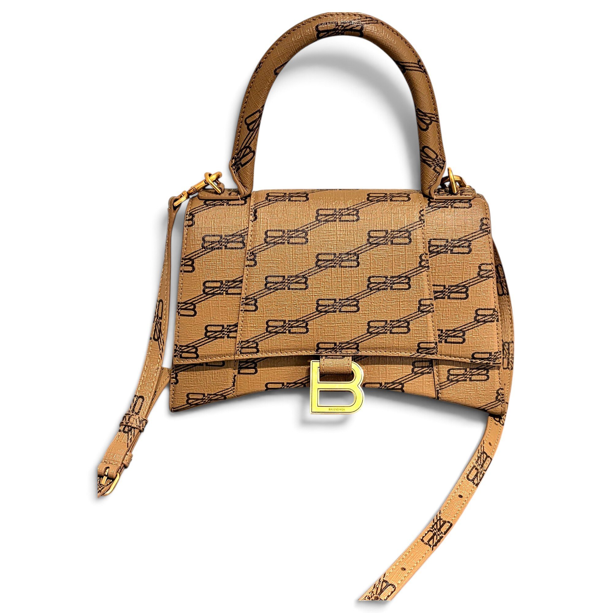 Hourglass leather handbag