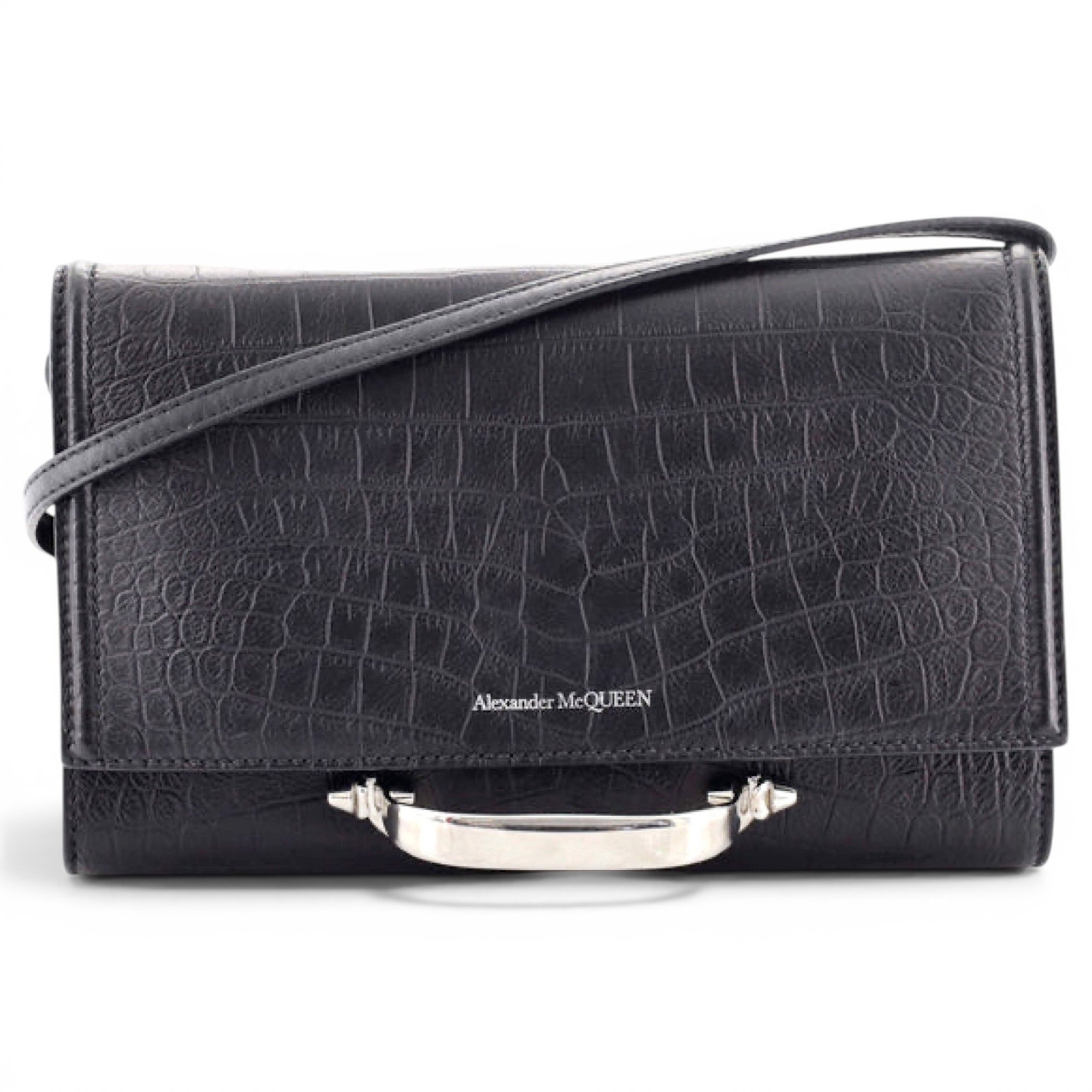 Knuckle leather crossbody bag