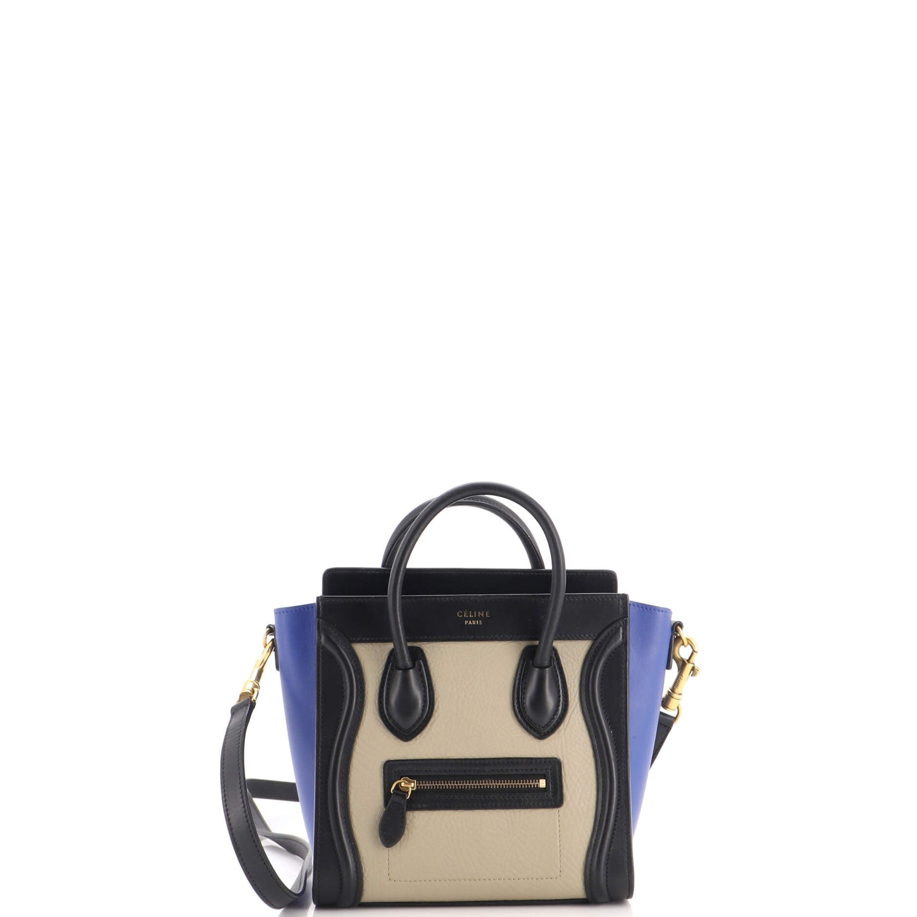 Tricolor Luggage Bag Leather Nano
