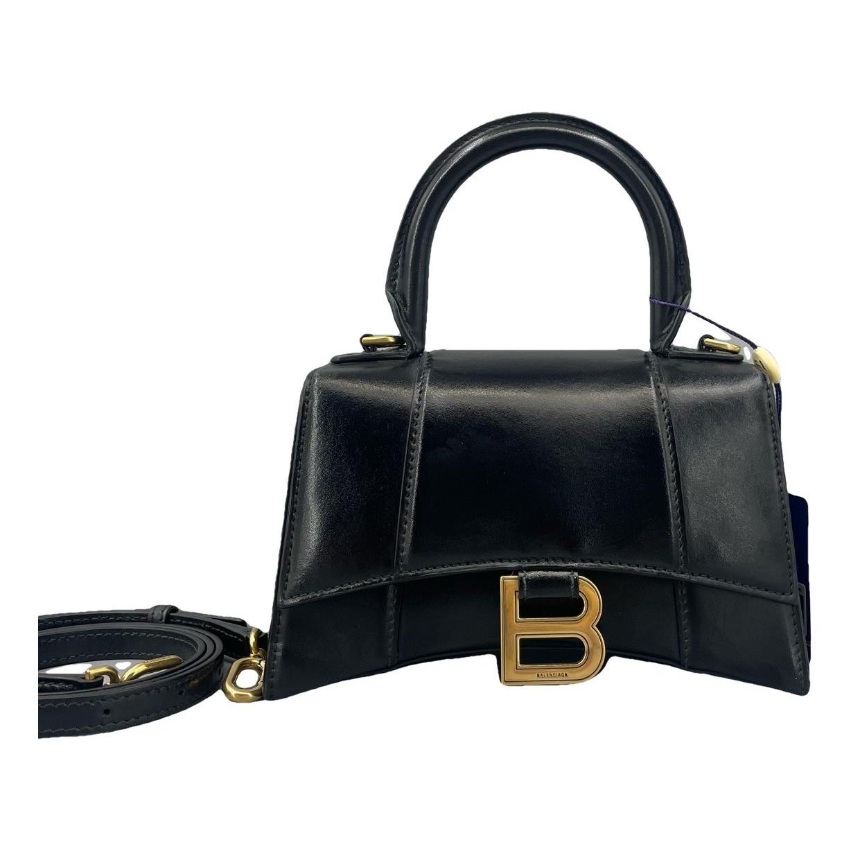 Hourglass leather handbag