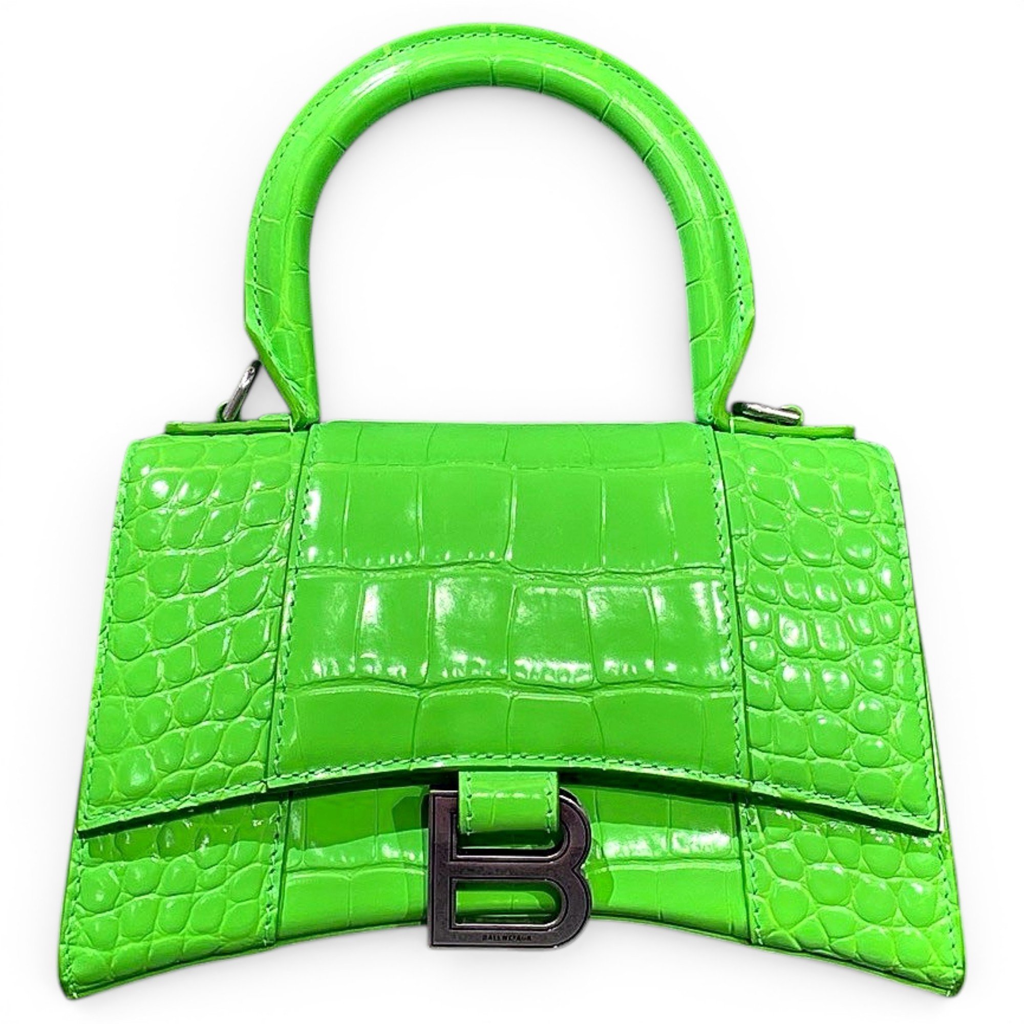 Hourglass leather handbag