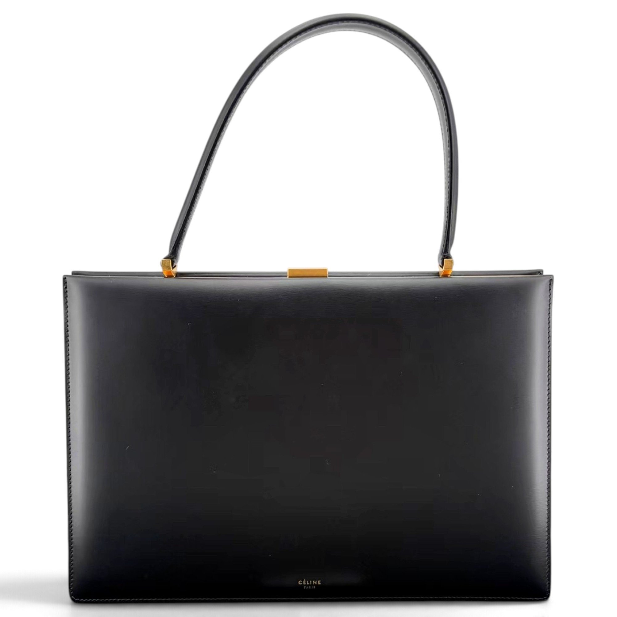Clasp leather handbag