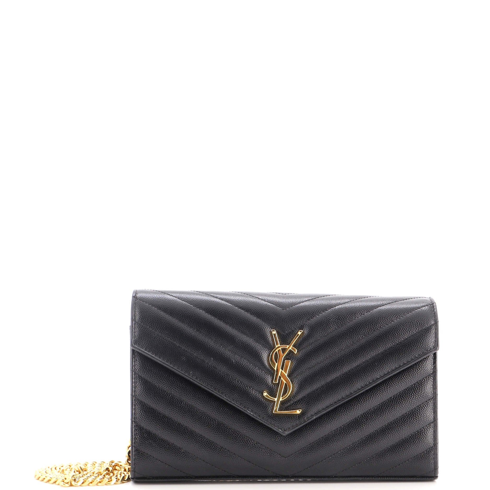 Classic Monogram Wallet on Chain Matelasse Chevron Leather Medium