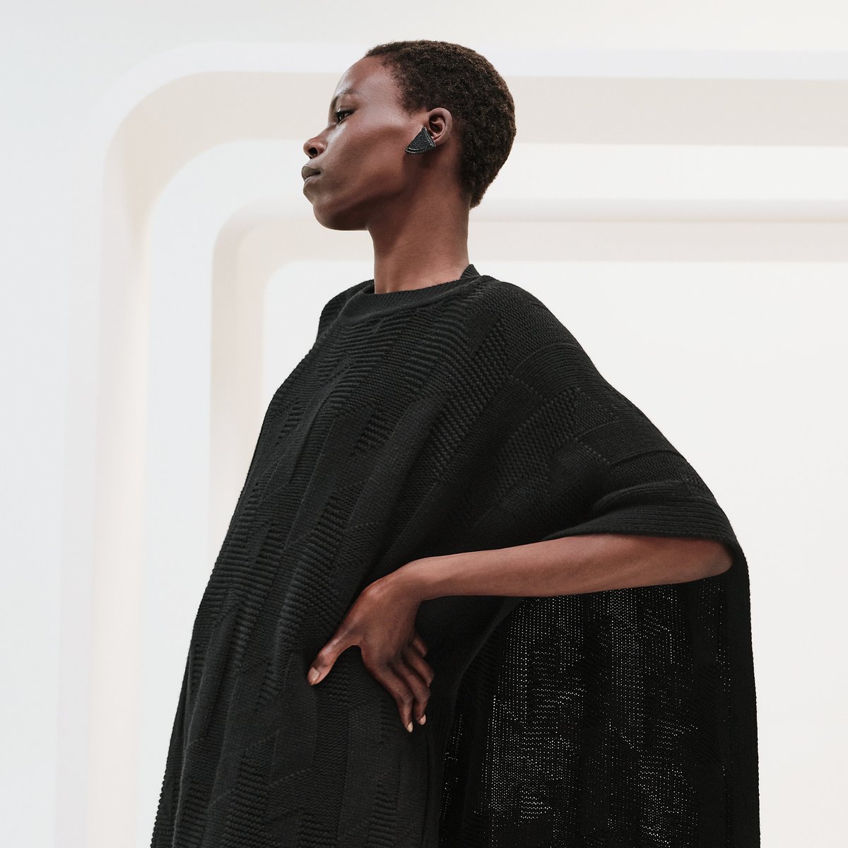 Noir "H" Rectangular Cape Poncho