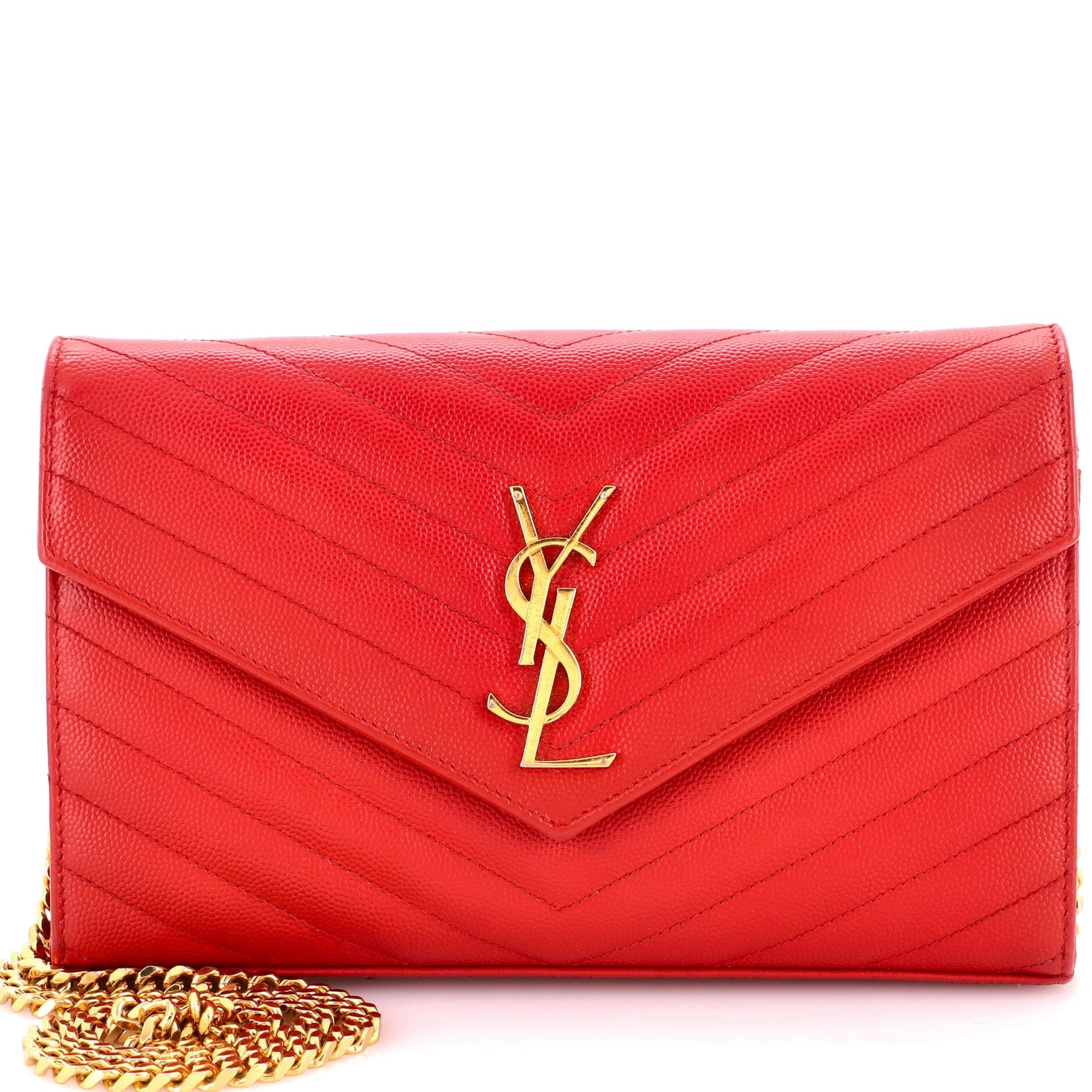 Classic Monogram Wallet on Chain Matelasse Chevron Leather Medium