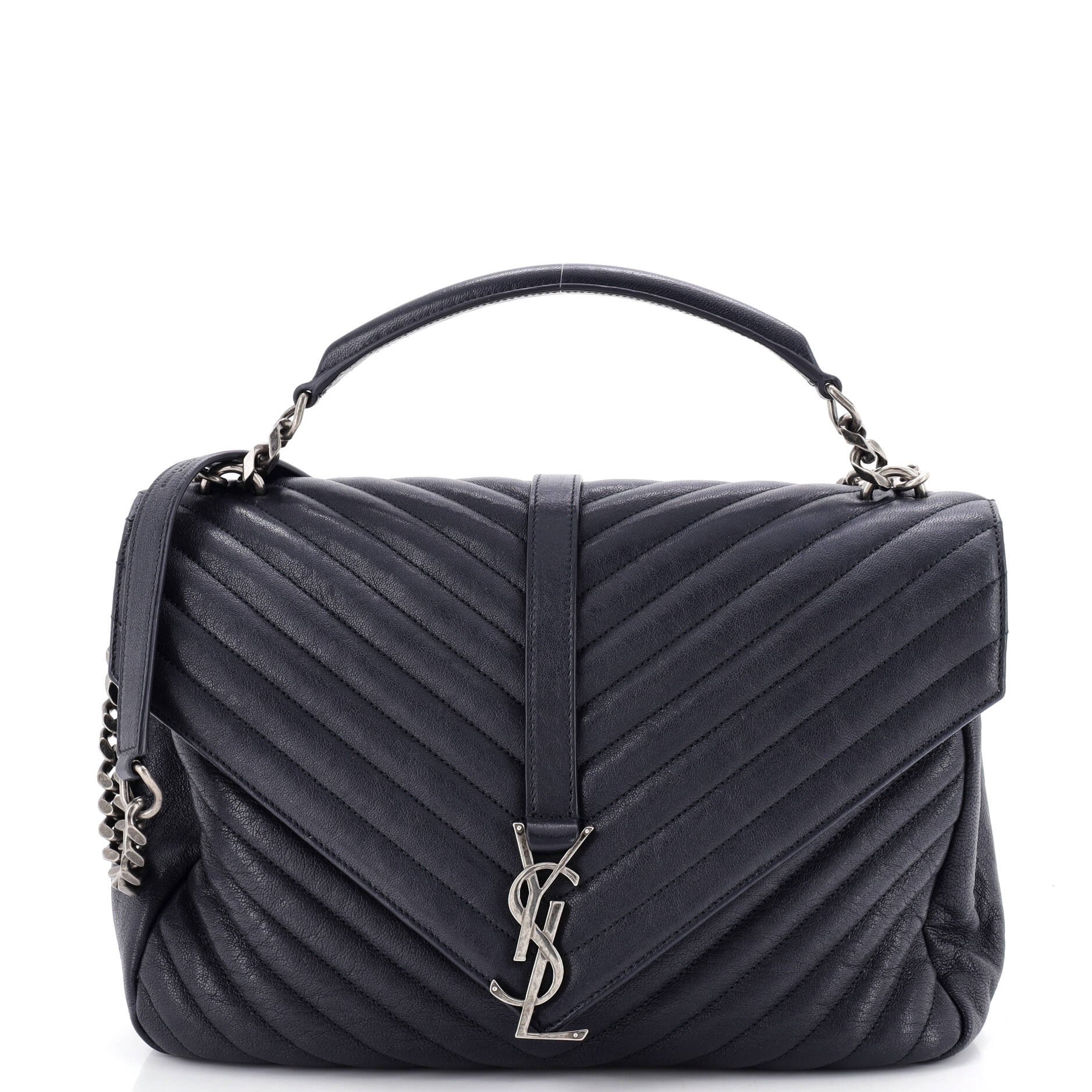 Classic Monogram College Bag Matelasse Chevron Leather Large