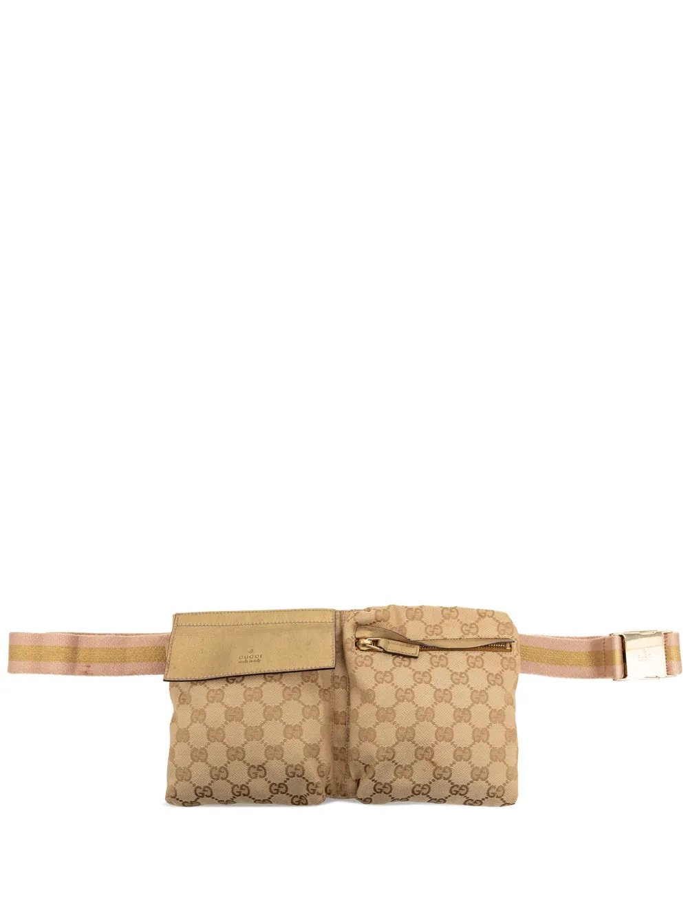 2000-2015 GG Canvas Web Double Pocket belt bag
