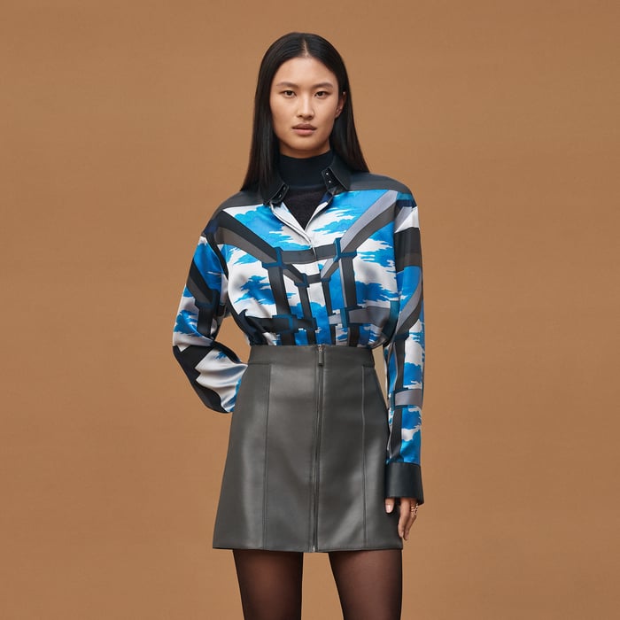 Gris Satin A-line Miniskirt