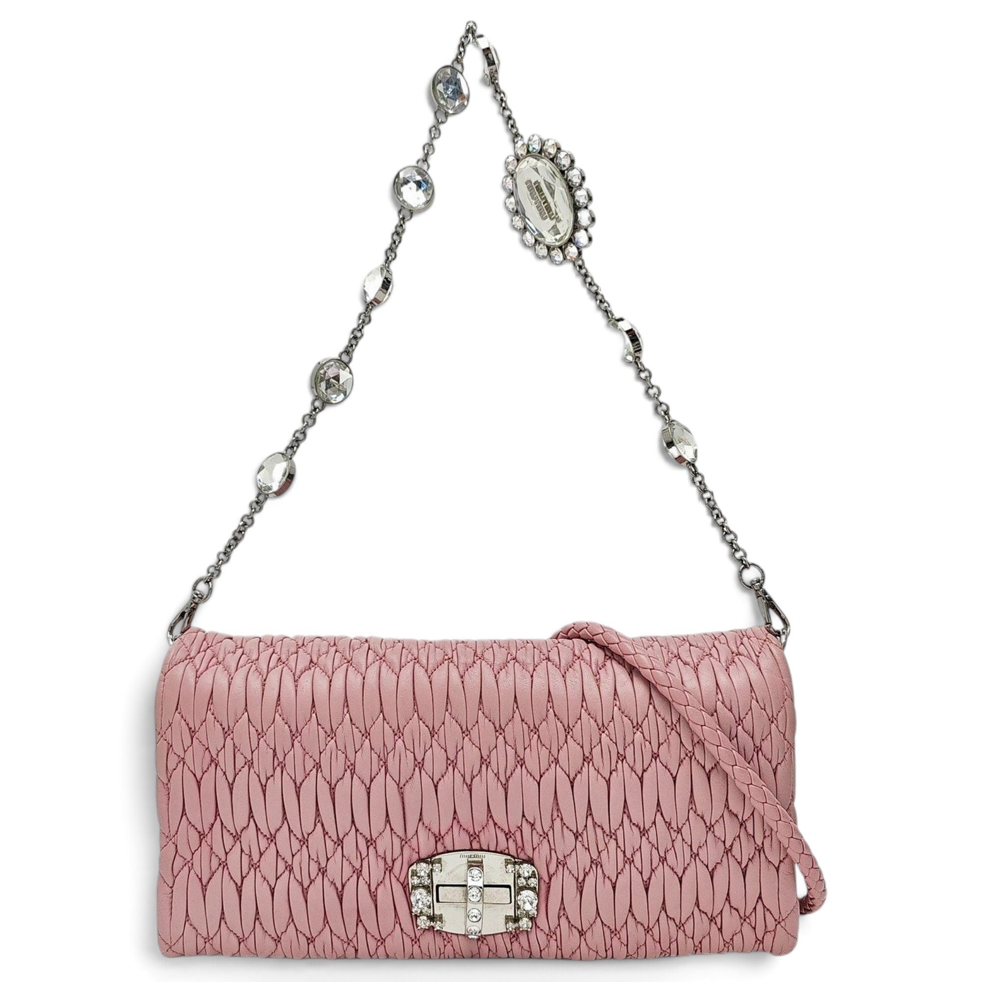 Miu Crystal leather handbag