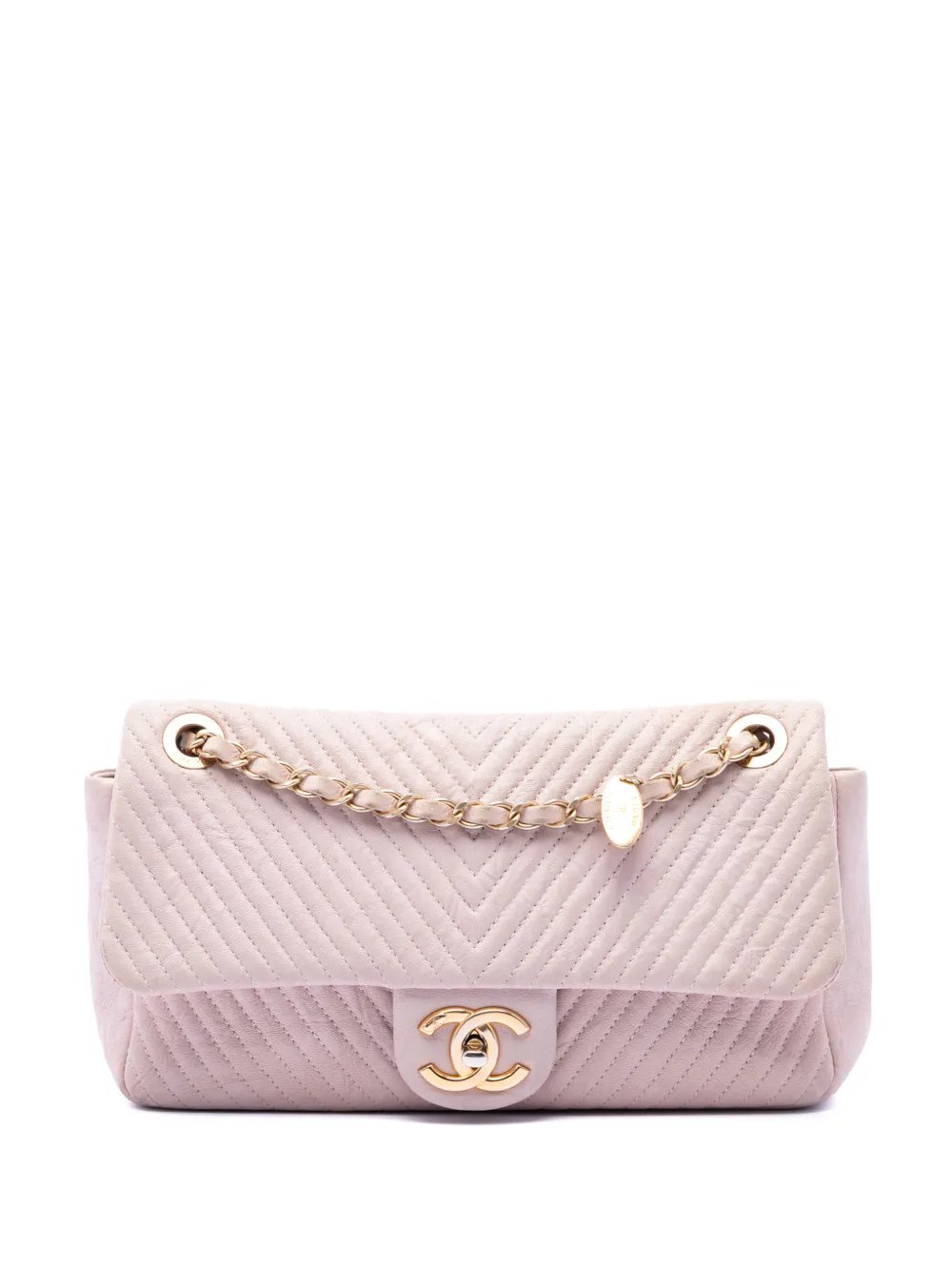 2015-2016 Medium Chevron Wrinkled Calfskin Medallion Charm Flap shoulder bag