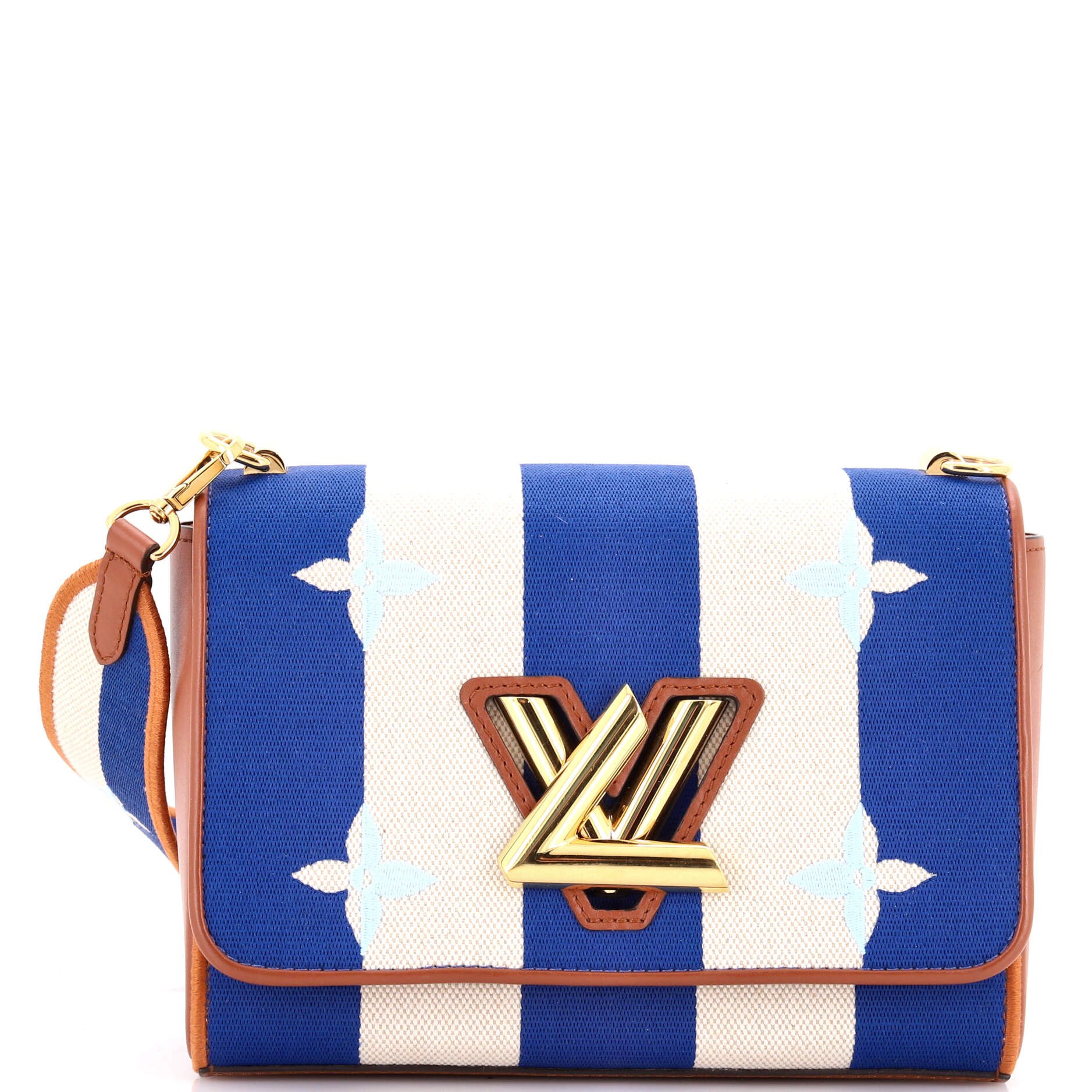 Louis Vuitton Twist Handbag Limited Edition Embroidered Stripe Canvas MM