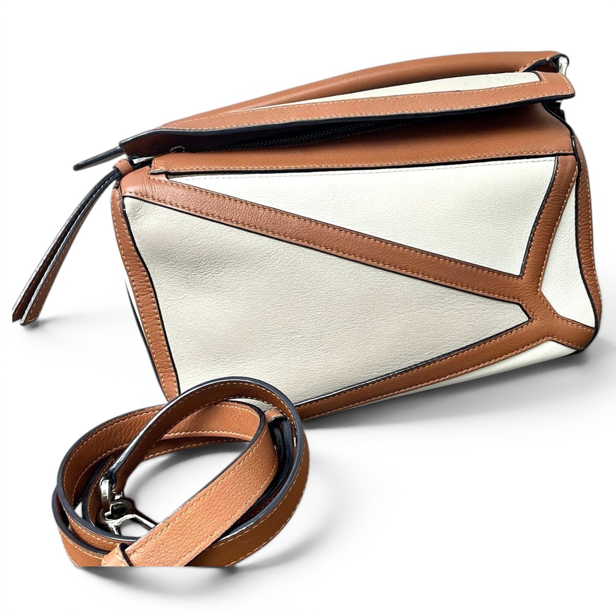 Puzzle leather handbag