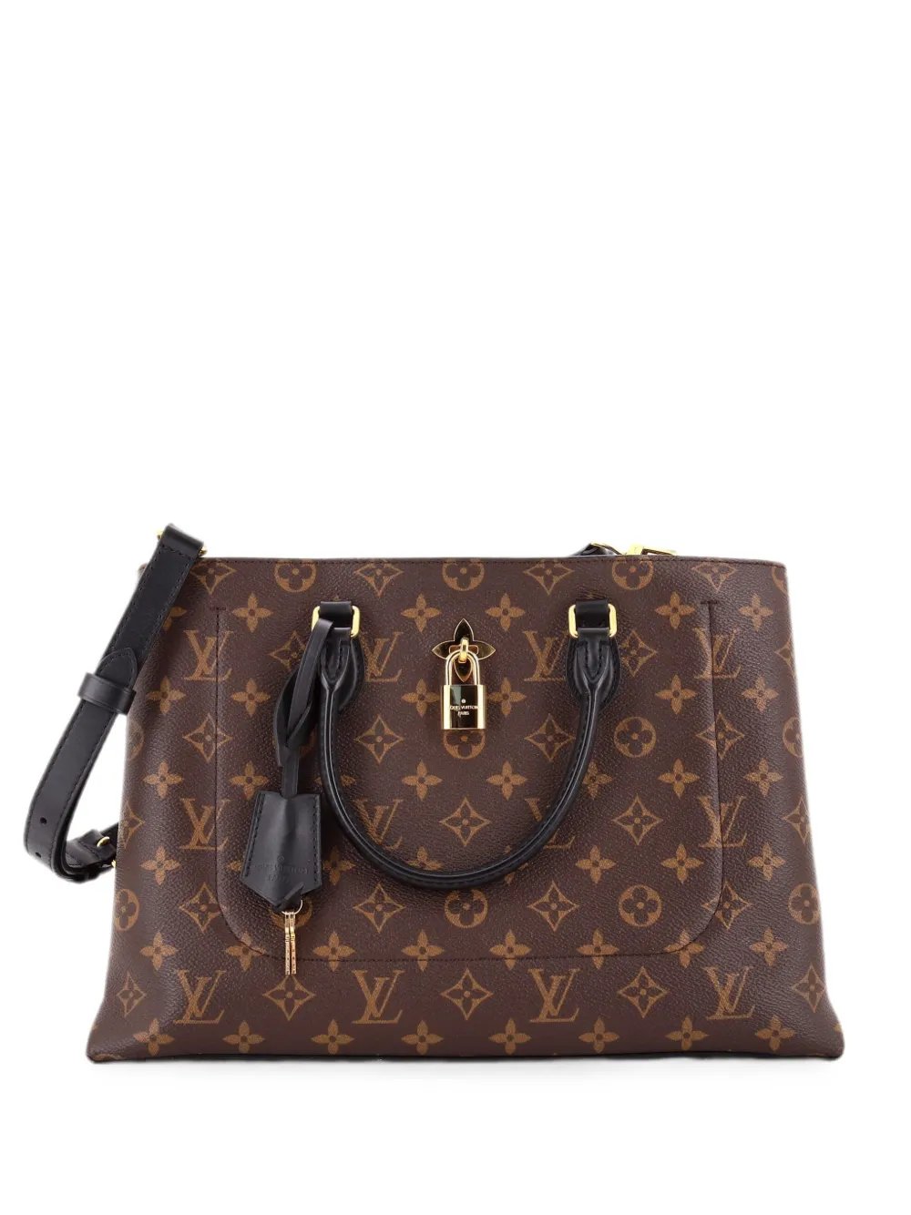 Flower Monogram Canvas with Leather tote bag