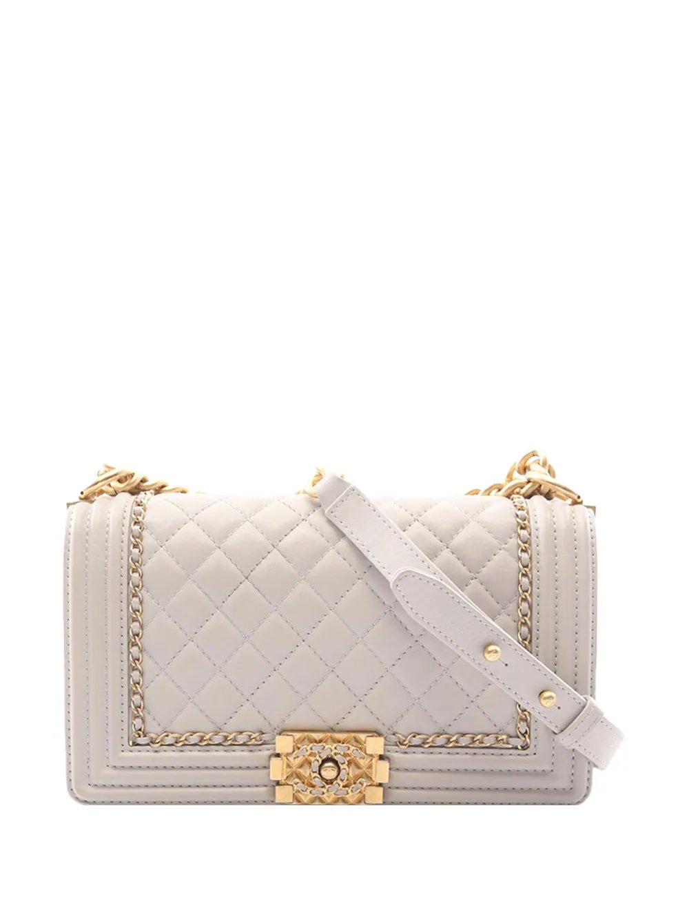 2019 Old Medium Quilted Lambskin Chain Around Boy Flap crossbody bag