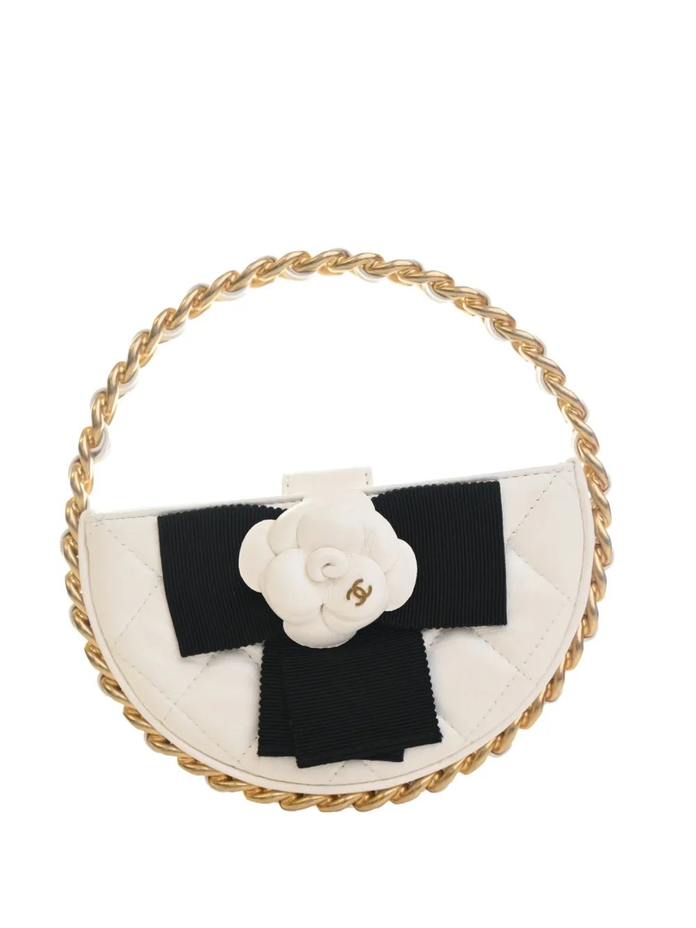 2021-2026 Mini Lambskin Round Camellia Clutch handbag