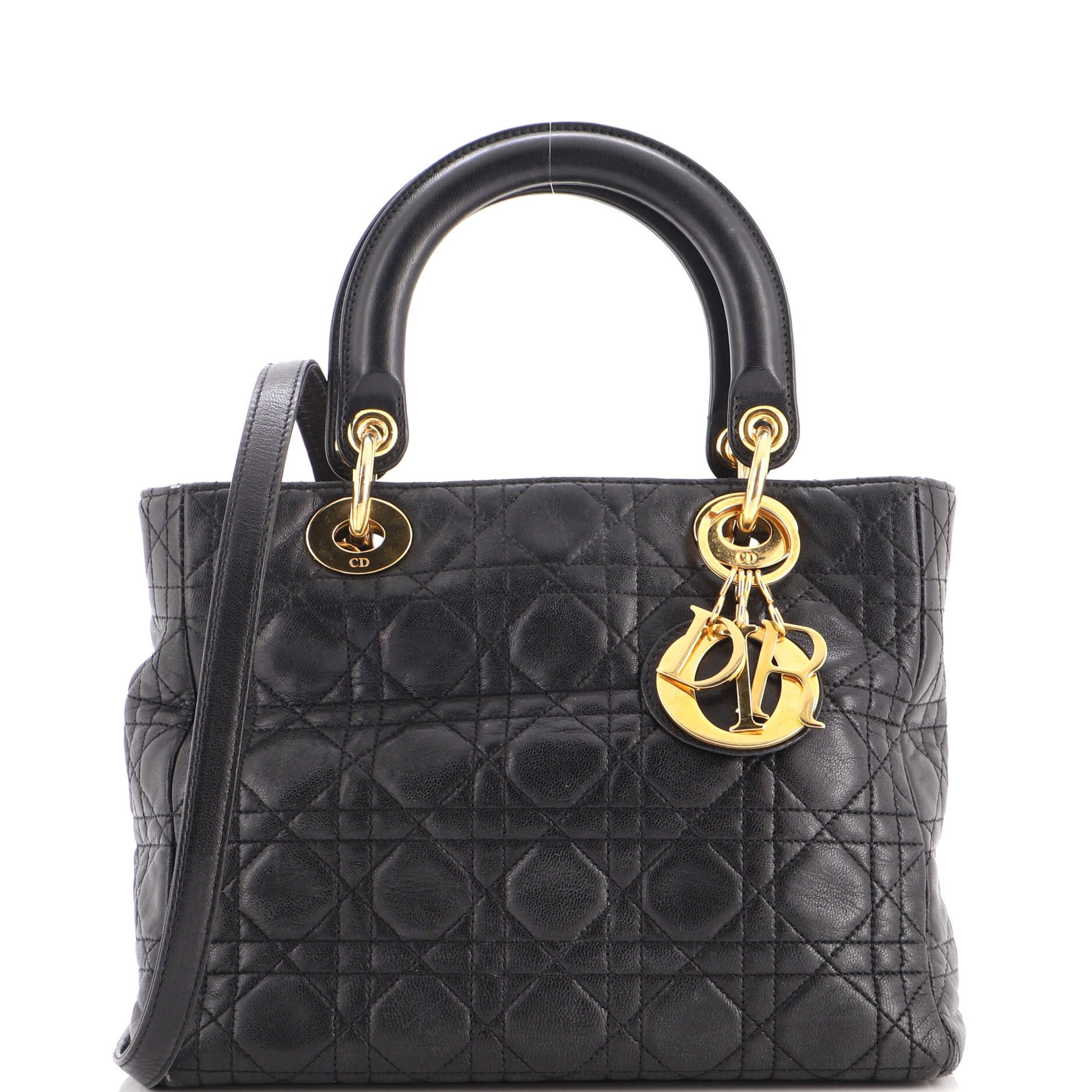 Vintage Lady Dior Bag Cannage Quilt Lambskin Medium