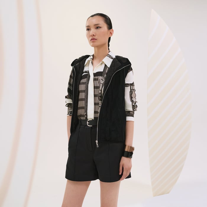 Noir "H" Quilted Sleeveless Jacket