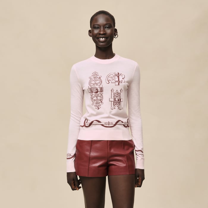 Rose Opaline "Ferronnerie" Long-sleeve Sweater