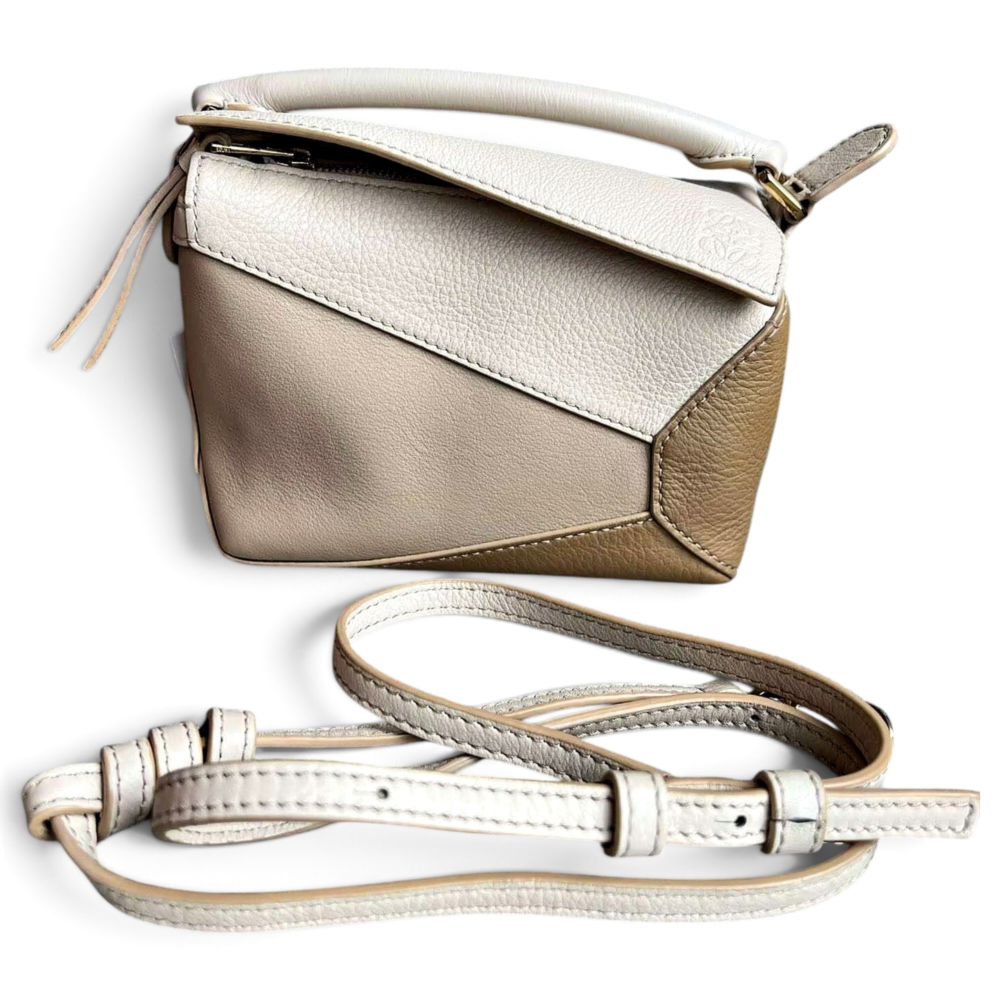 Puzzle leather handbag