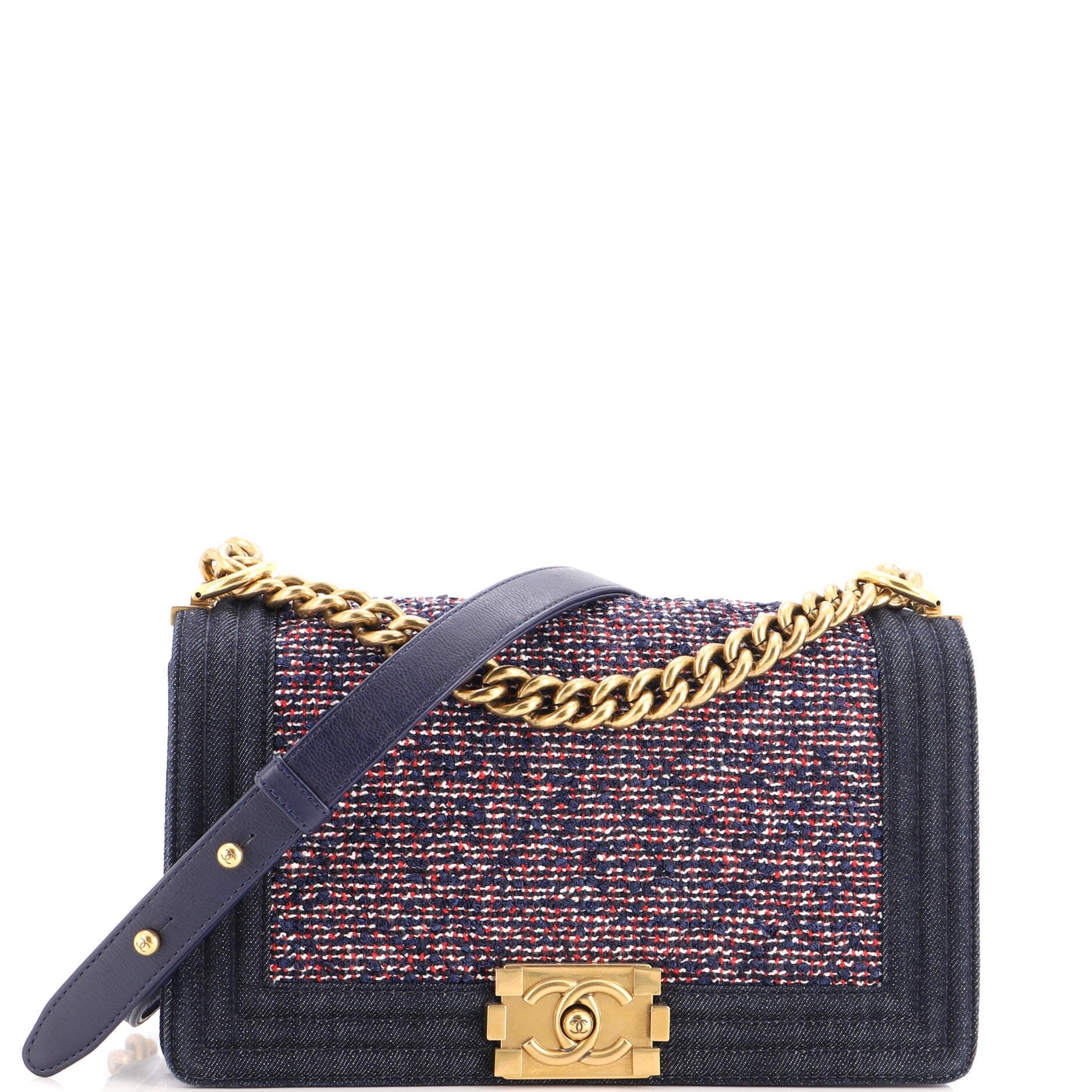 Boy Flap Bag Quilted Tweed With Denim Old Medium