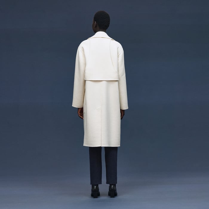 Blanc Naturel Long Modular Cashmere Coat