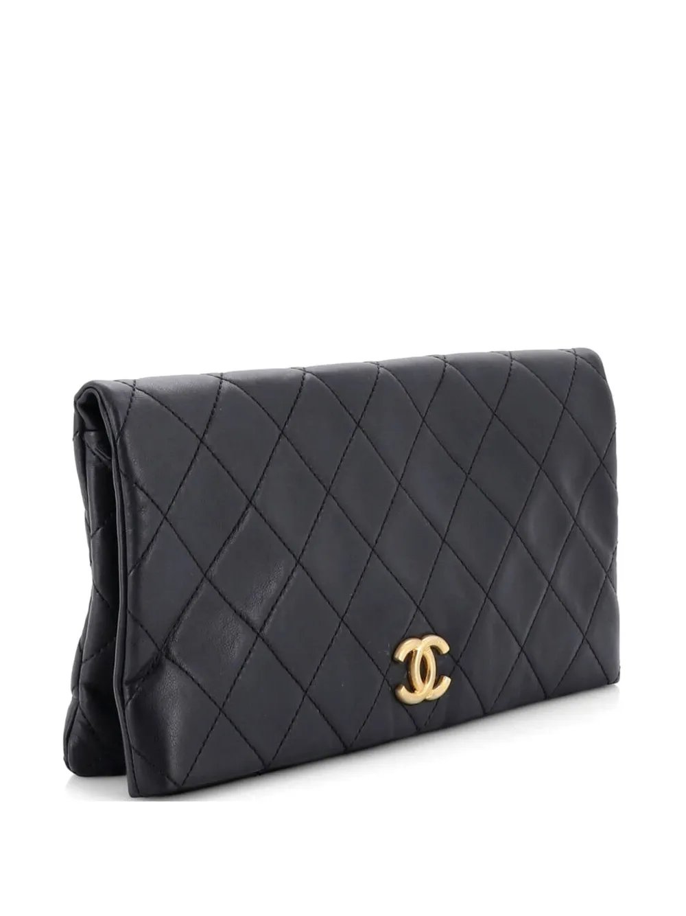 CC Foldover Quilted Lambskin Large clutch bag