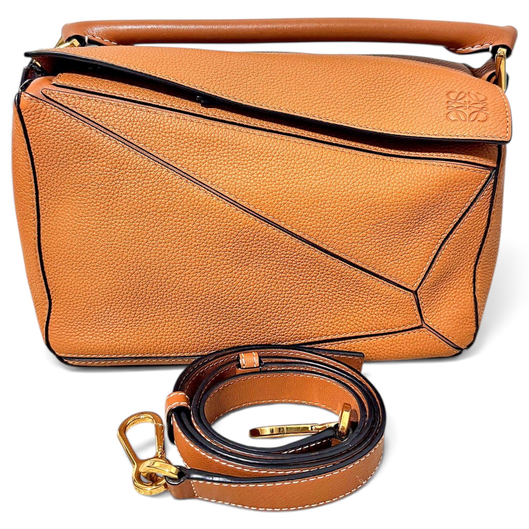 Puzzle leather handbag